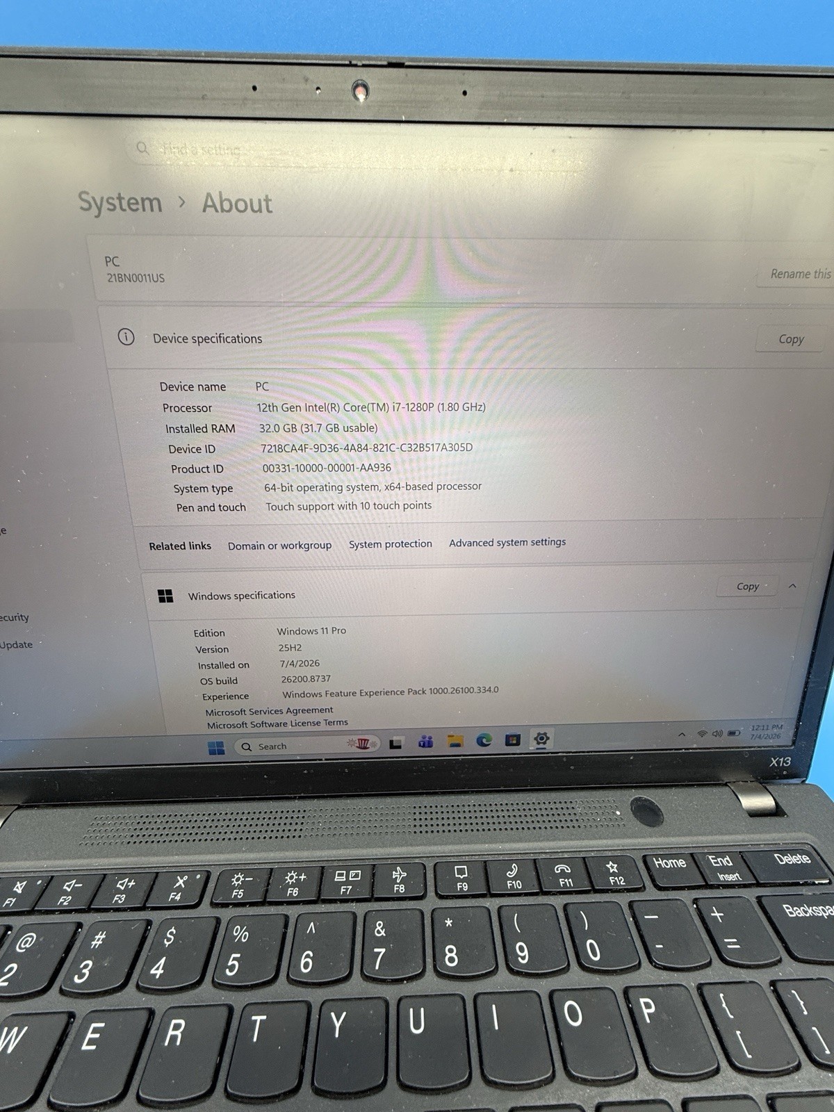 Lenovo ThinkPad X13 Gen 3 13.3” Touch i7-1280P 32GB RAM 1TB SSD Win 11 Pro