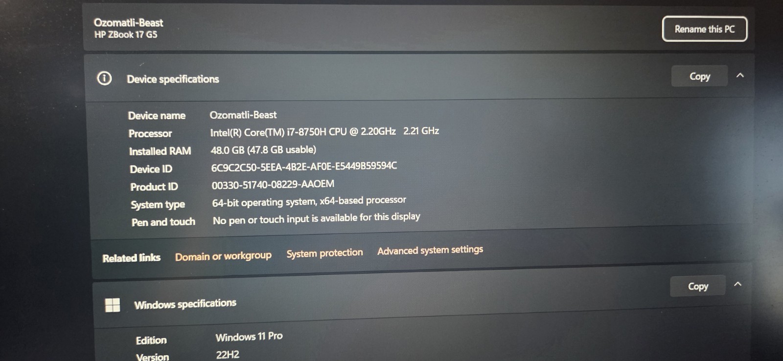 HP ZBook 17 G5 Laptop I7-8750 1 Tb 500 Gb With LTE Anttena