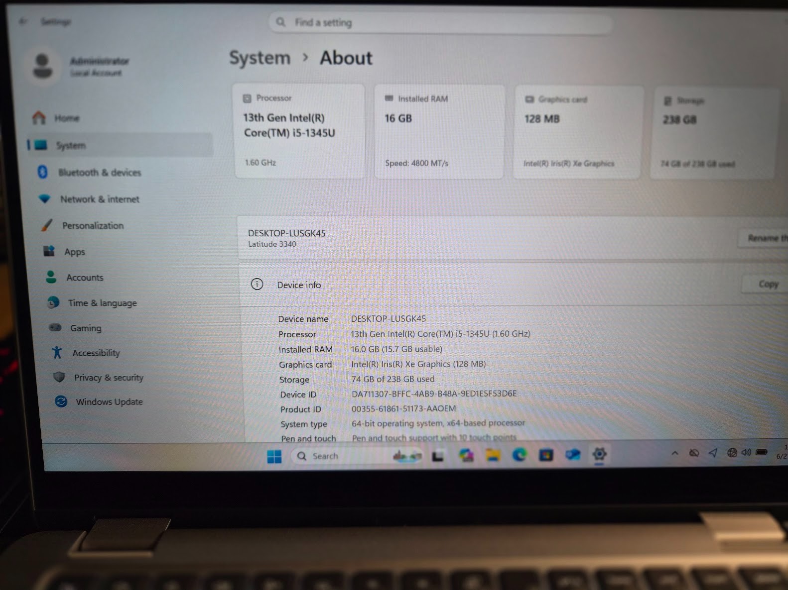 Dell Latitude 3340 13.3″ FHD i5-1335U 1.3GHz 16GB RAM 256GB SSD Win11 Pro WIFI 6