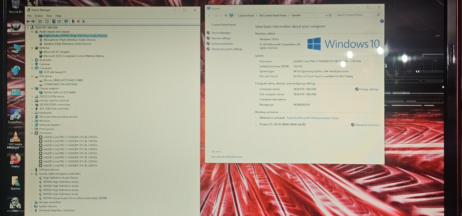Toshiba Qosmio X500-Q930X i7-2630QM, 16GB RAM, 500GB SSD, 2TB HDD, Win 10 Pro