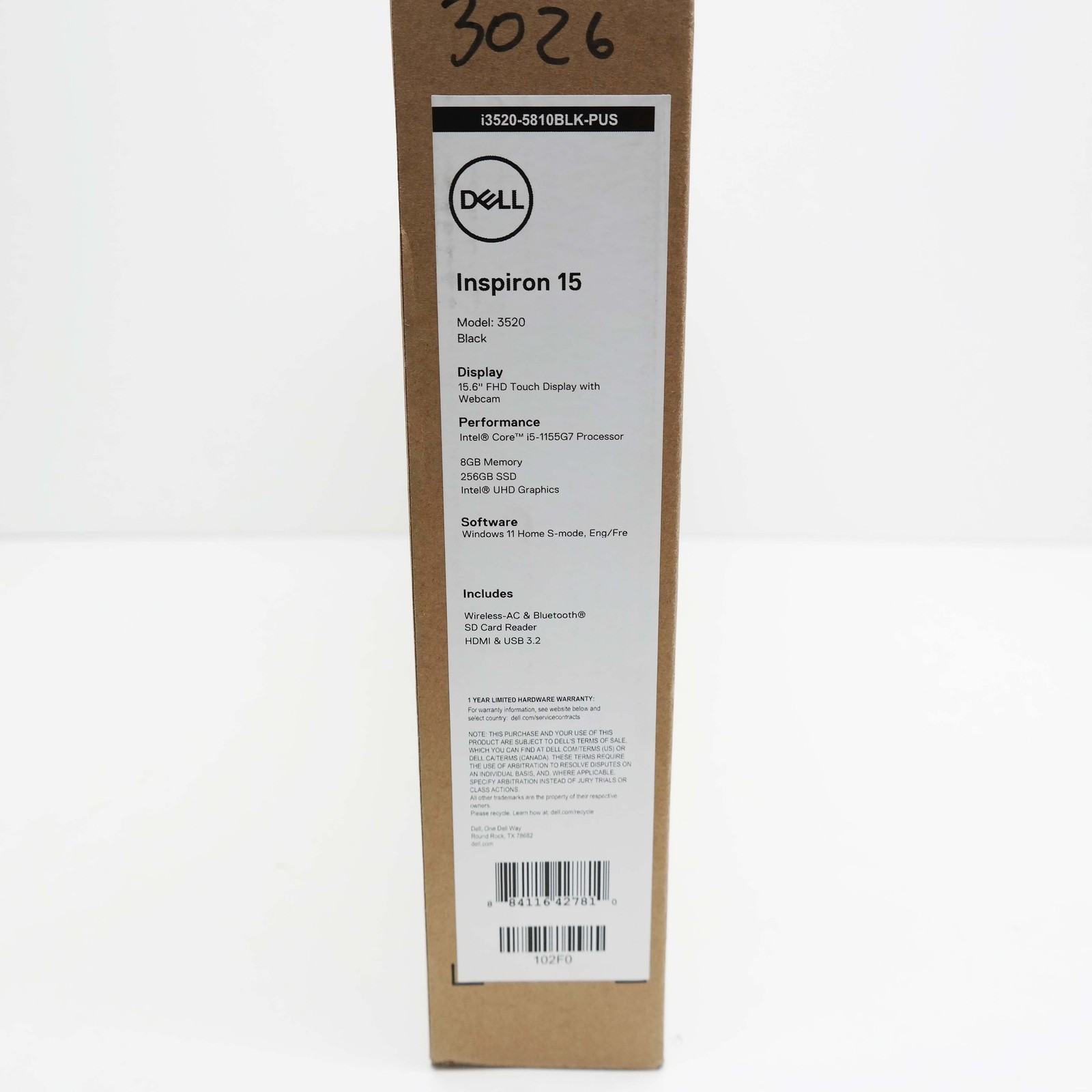 Dell Inspiron 15 3520 15.6”Core i5-1155G7 8GB 256GB SSD