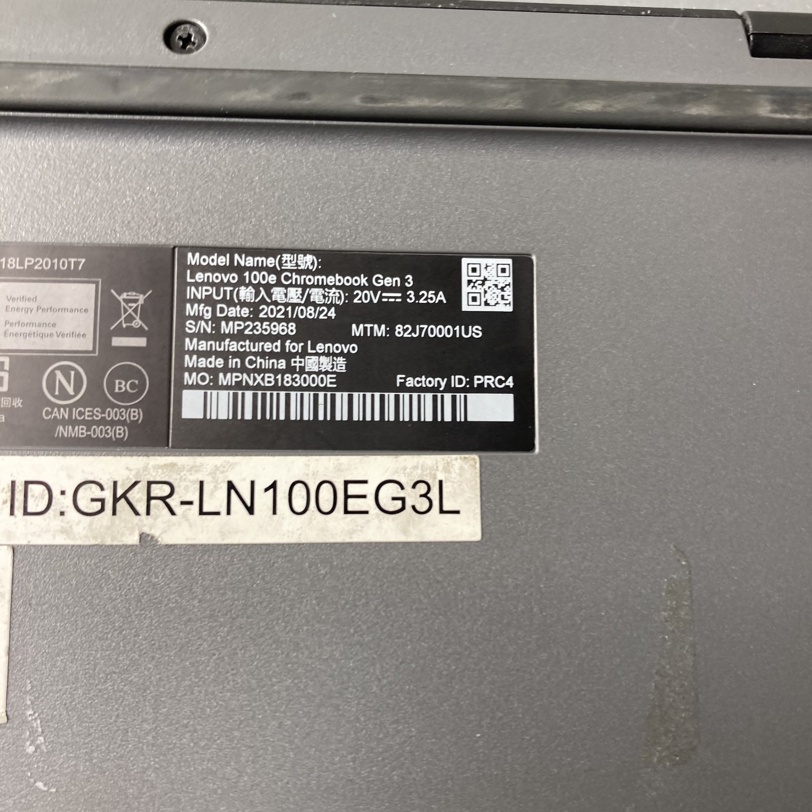 Lenovo 100e Chromebook Gen 3 11.6″ AMD 3015Ce w/ Radeon 4GB 32GB Chipped LCD