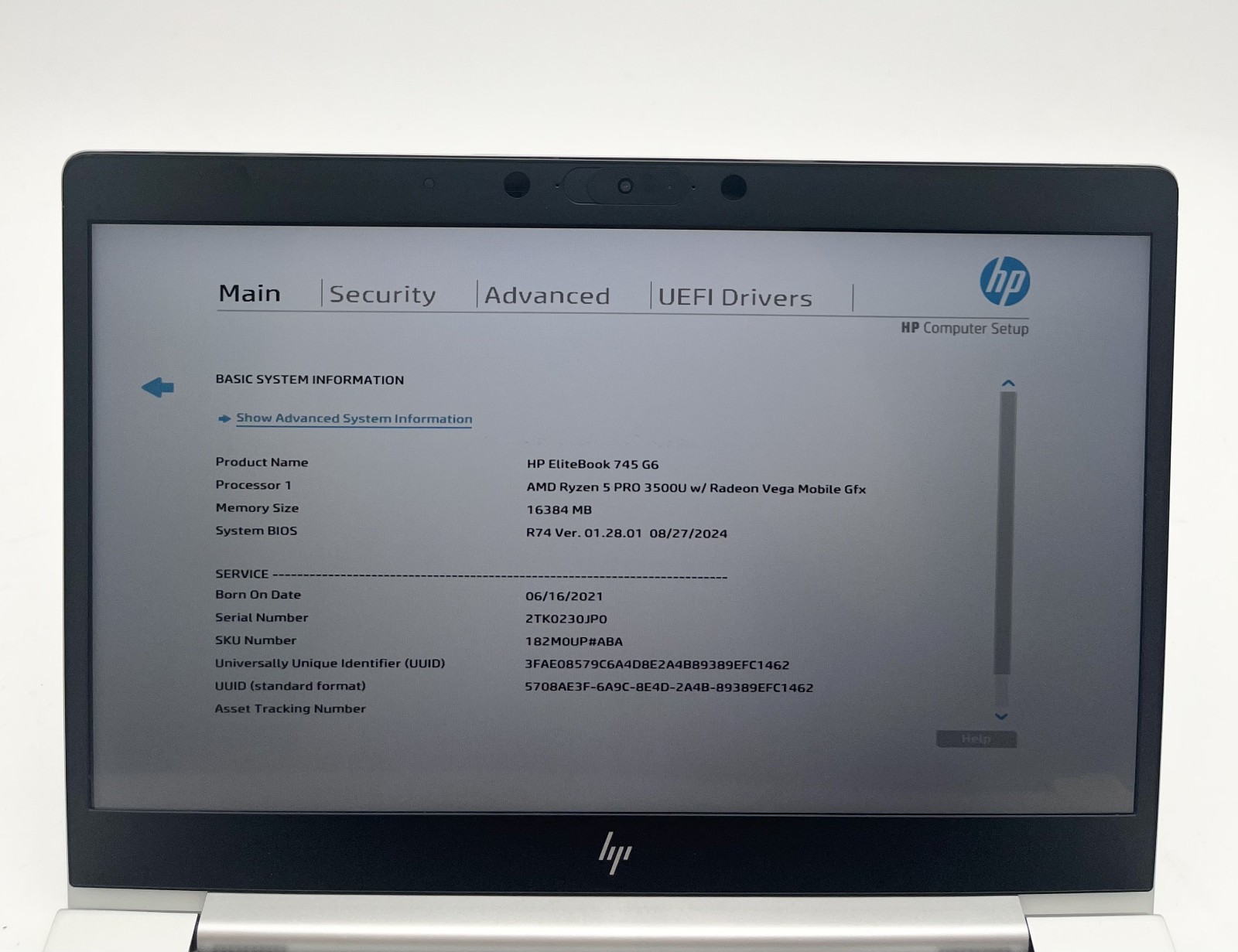 HP EliteBook 745 G6 14″ Ryzen 5 Pro 3500U 16GB RAM 256GB SSD Laptop