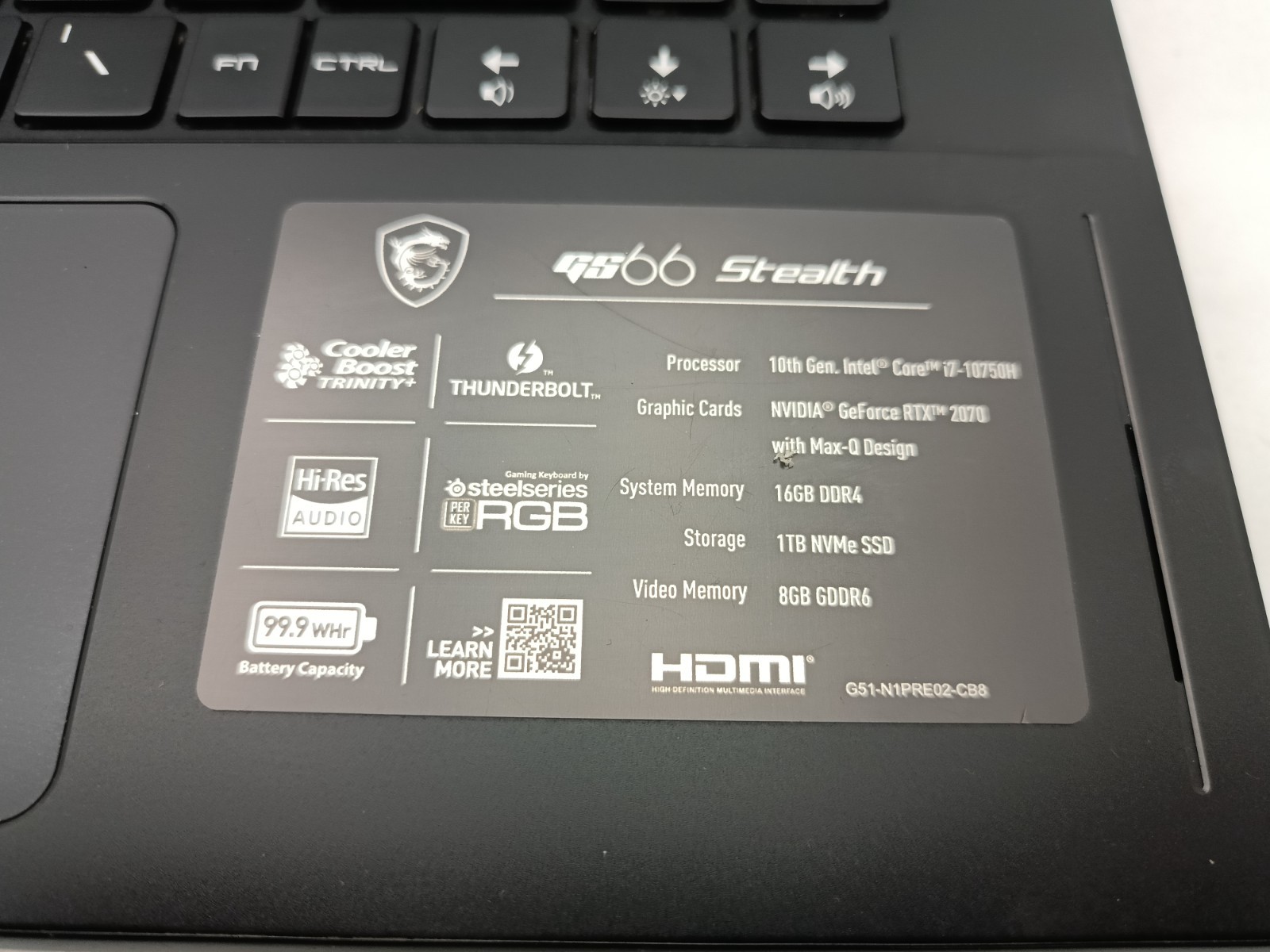 Broken MSI Stealth GS66 i7-10750H 8GB RAM No SSD RTX 2070 Bad GPU #91