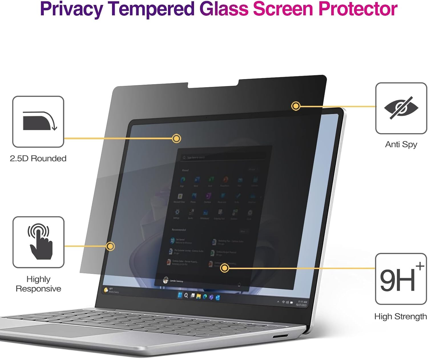 Anti-Spy Tempered Glass Screen Protector for Microsoft Surface Laptop Go 12.4″ 3
