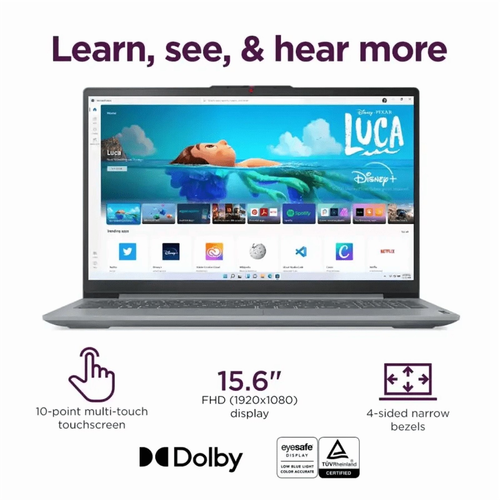 Lenovo IdeaPad Slim 3 Laptop, 15.6″ Full HD Touchscreen, AMD Ryzen 7 5825U, 16GB
