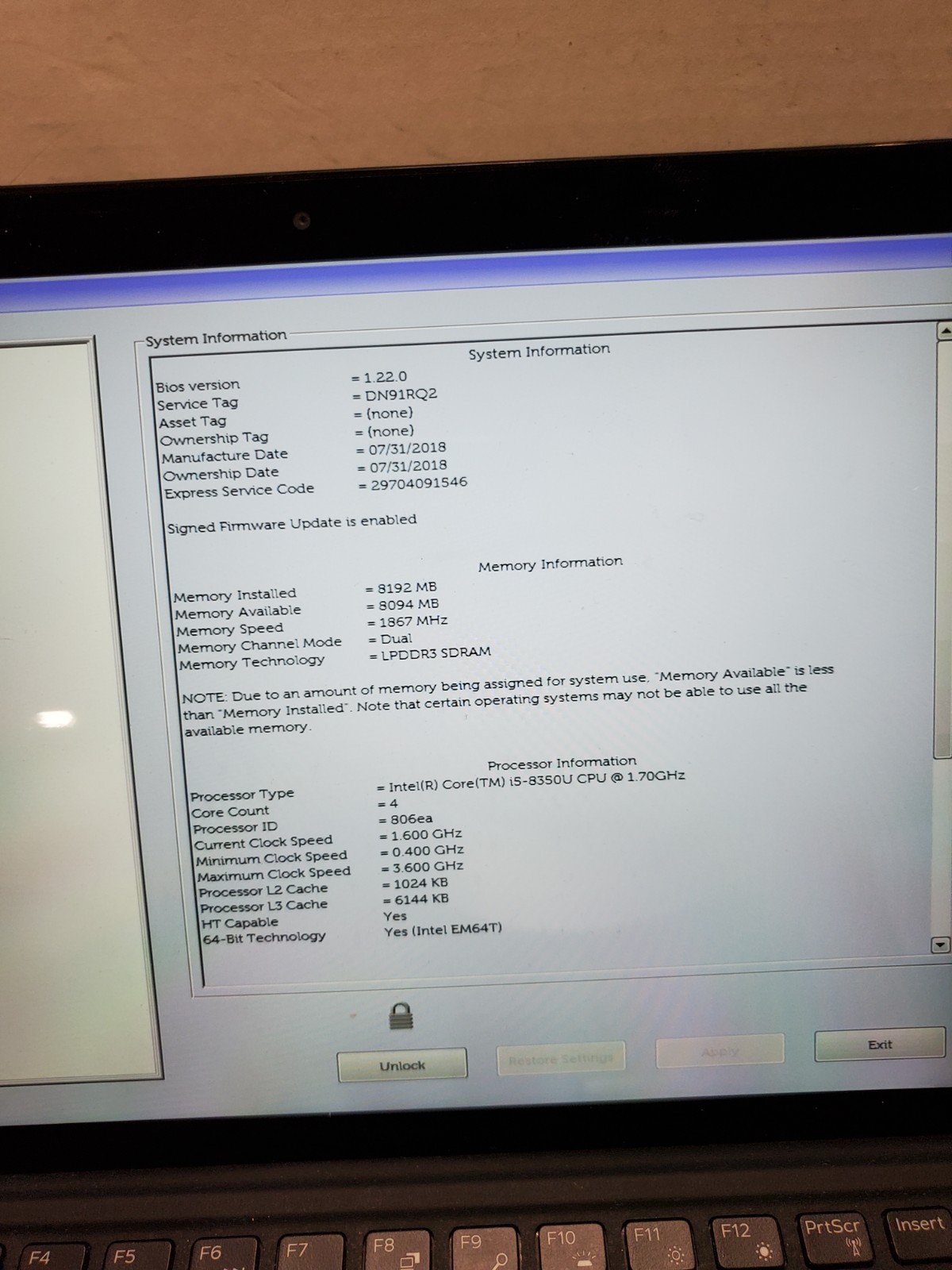 Dell Latitude 5290 2-in-1 i5 8350U 1.70GHz 8GB RAM No SSD/OS! BIOS PW! #69