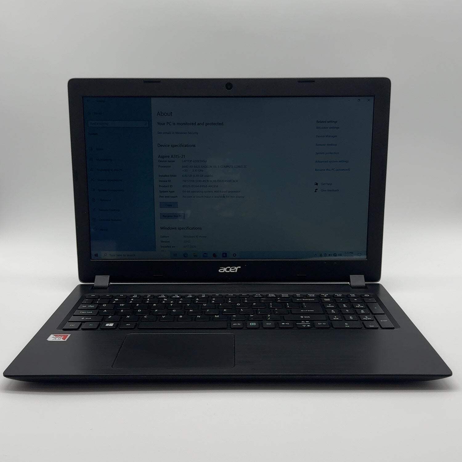 Acer Aspire 3 A315-21 15.6″ A9-9425 3.1GHz 6GB RAM 1TB HDD AMD Radeon R5 M230