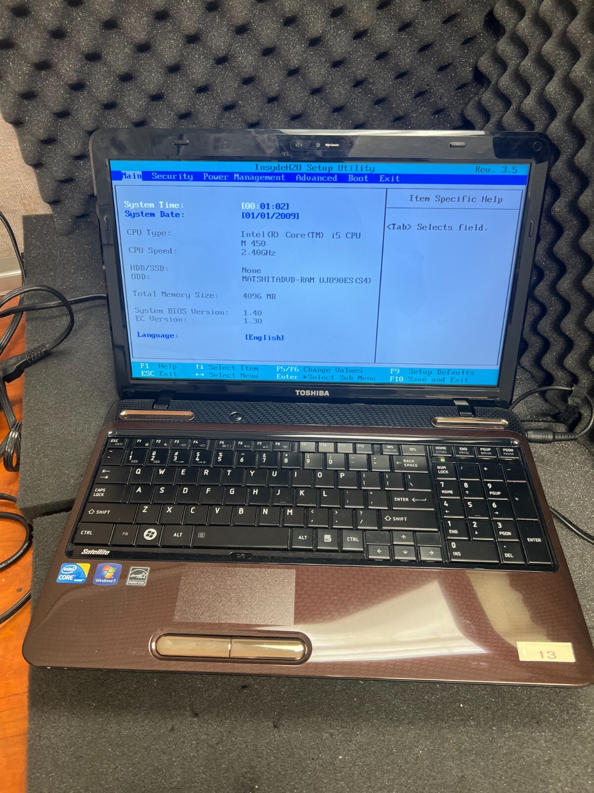TOSHIBA SATELLITE L655-S5078WH DUAL CORE I5-450M W/RW-ROM{H2}