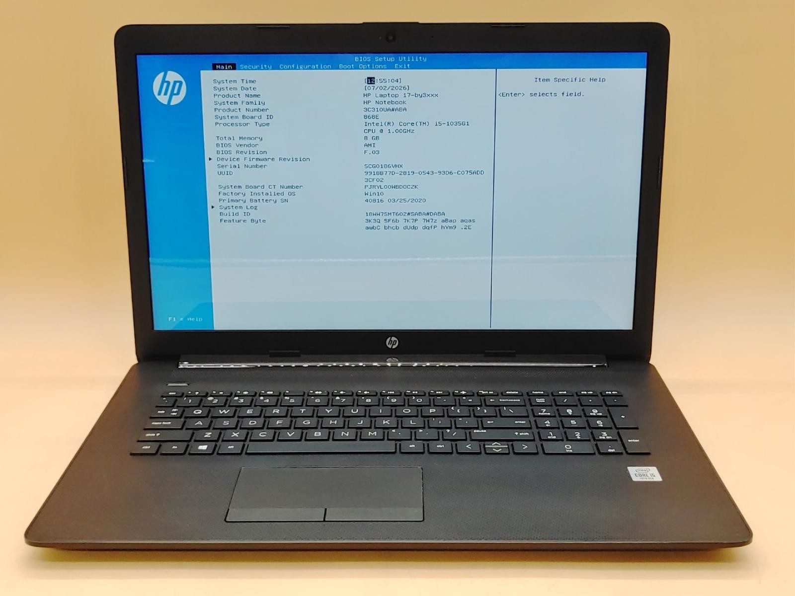 HP Laptop 17-by3613dx 17.3″ Intel i5-1035G1 8GB RAM 256GB SSD **NO OS/NO AC**
