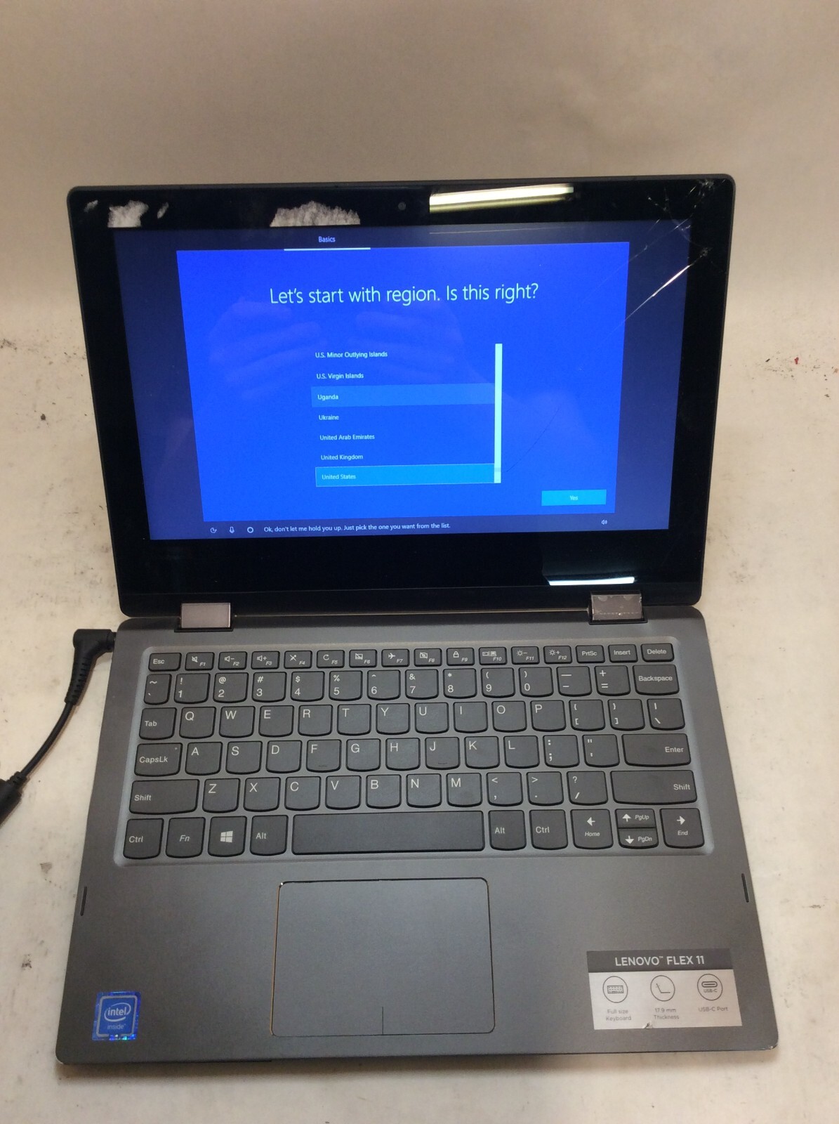 Lenovo FLEX 6-11IGM Laptop 11″ Intel Celeron Windows 10 CRACKED SCREEN -PP