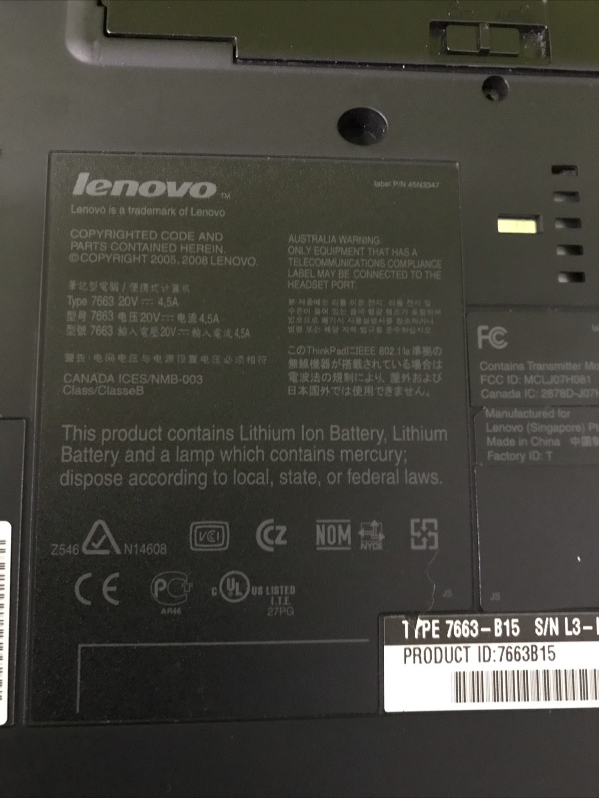Lenovo Thinkpad T61 Laptop Computer – Weak Battery