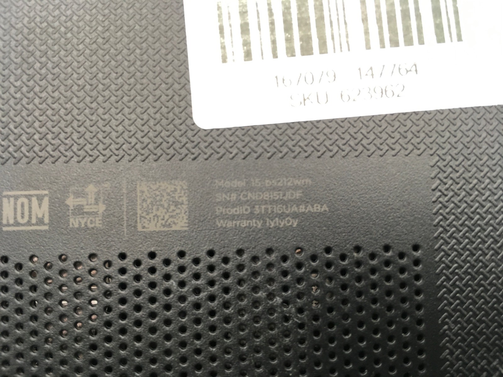 HP 15 BS212WM – FOR PARTS/DAMAGED CASE – INTEL CELERON N4000 – NO RAM -READ-BB