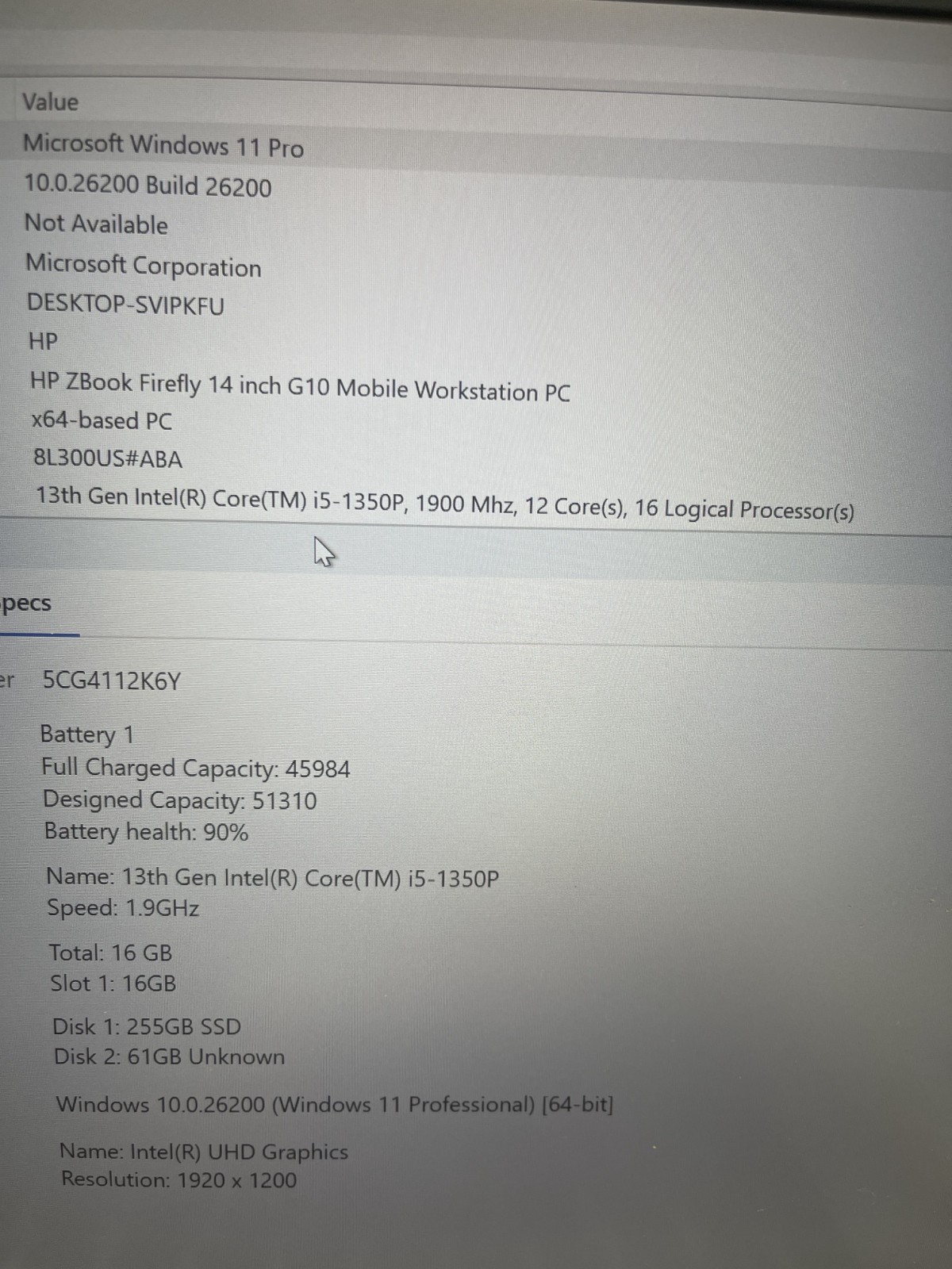 HP ZBook Firefly 14 G10 Laptop i5-1350P 1.90GHz 16GB RAM 256GB SSD Win 11 Pro
