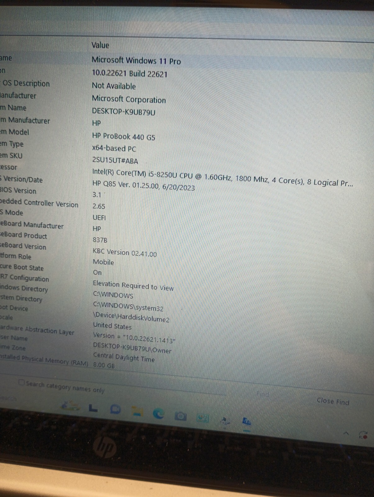 7275ProBook 440 G5 w/charger.i5 8th gen(4cores).8GB.128GB SSD.14″FHD.W11Pro