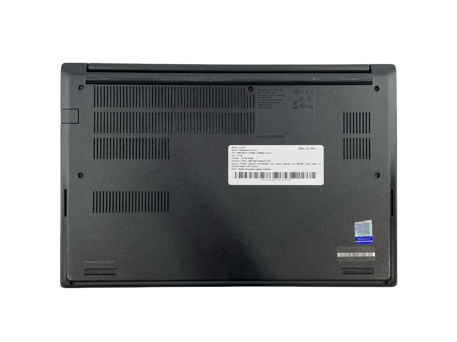 LENOVO THINKPAD E14 GEN 2 |RYZEN 3 4300U |128GB NVME | 12 GB W/OUT AC,WIN10P