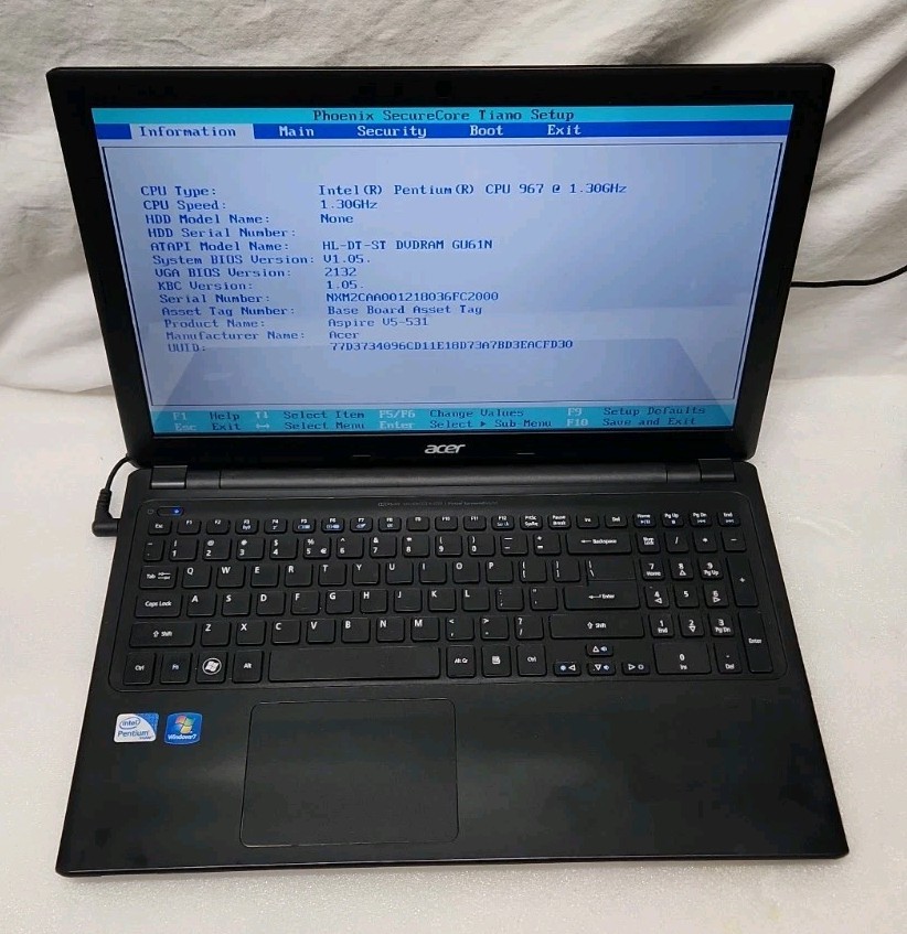 Acer Aspire V5-531 MS2361 15.6″ Laptop Intel Processor No HDD Parts Or Repair
