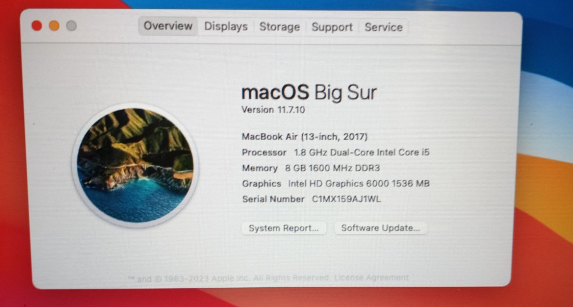 Apple MacBook Air A1466 13.3″ i5-5350u@1.80 8GB/256GB M.2 macOS Big Sur MC735*!