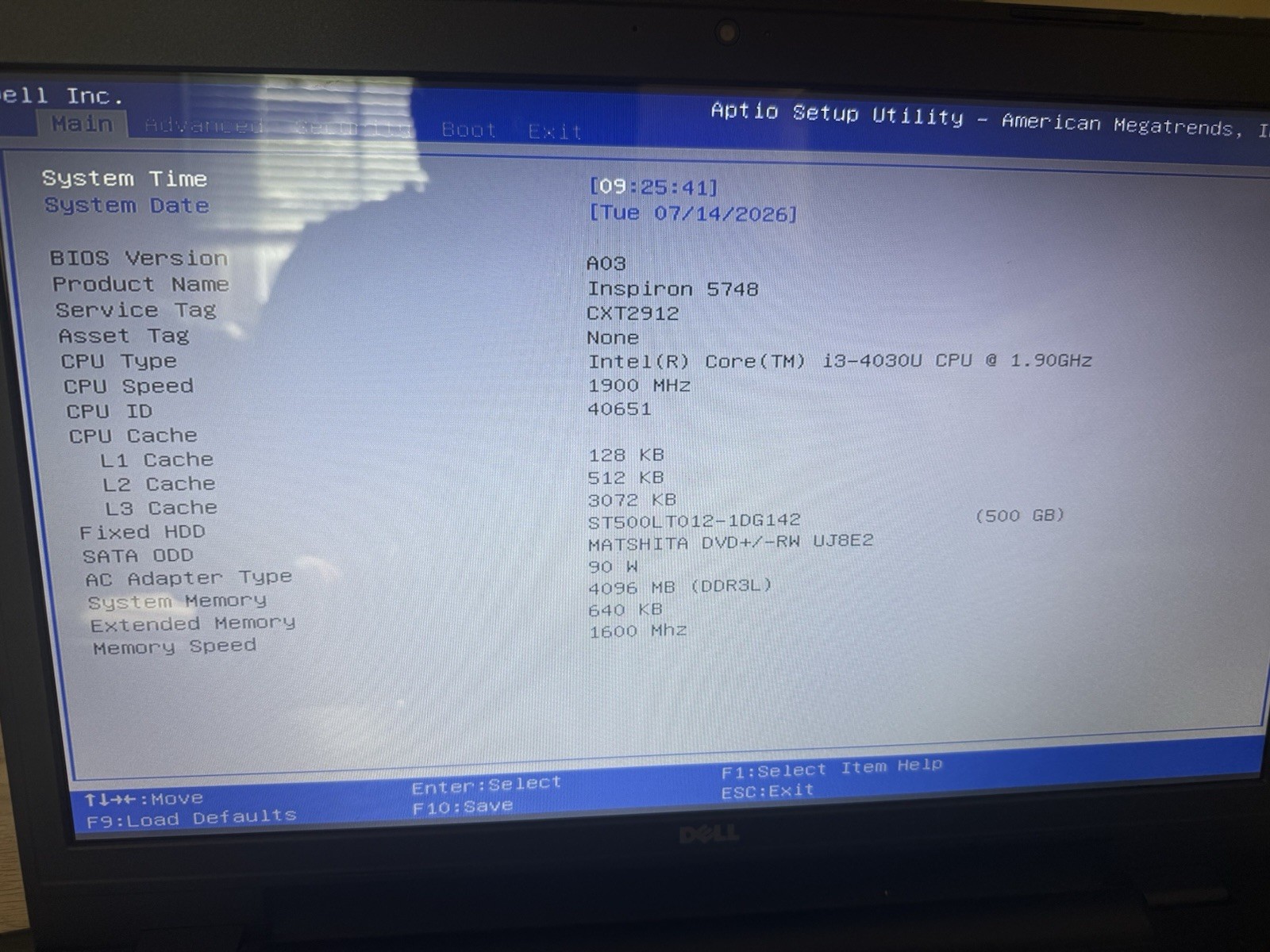 Dell Inspiron 5748 Core i3-4030U 1.90GHz 4GB , 500GB HDD Windows 7