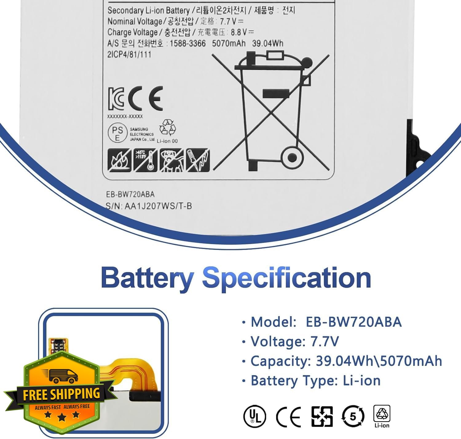 Samsung Chromebook Plus V2 XE520 XE521 XE310 XE350 Battery