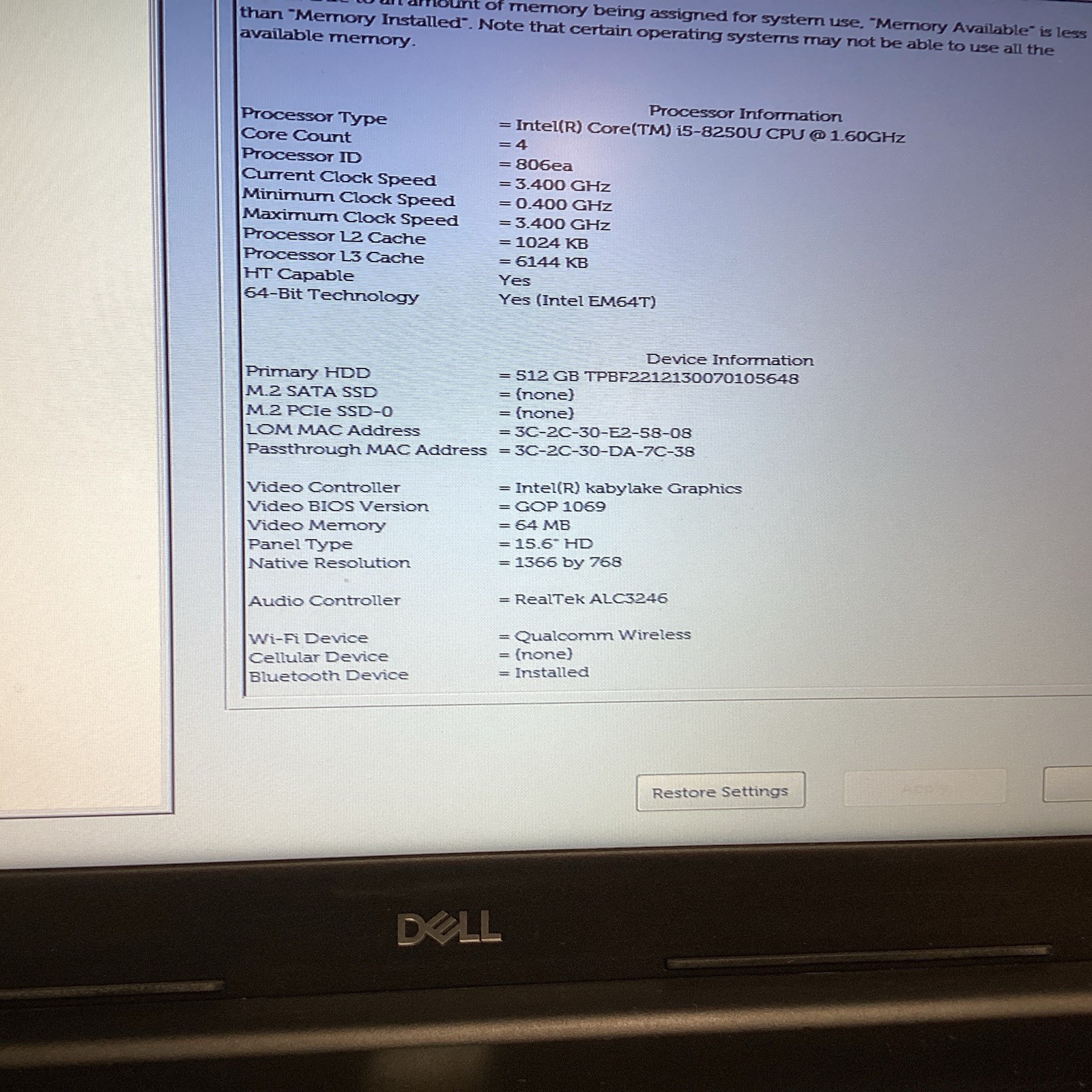 Lot 2 Dell Latitude 3590 15.6” laptop i5-8250U 16GB RAM 512GB SSD Windows 10 Pro