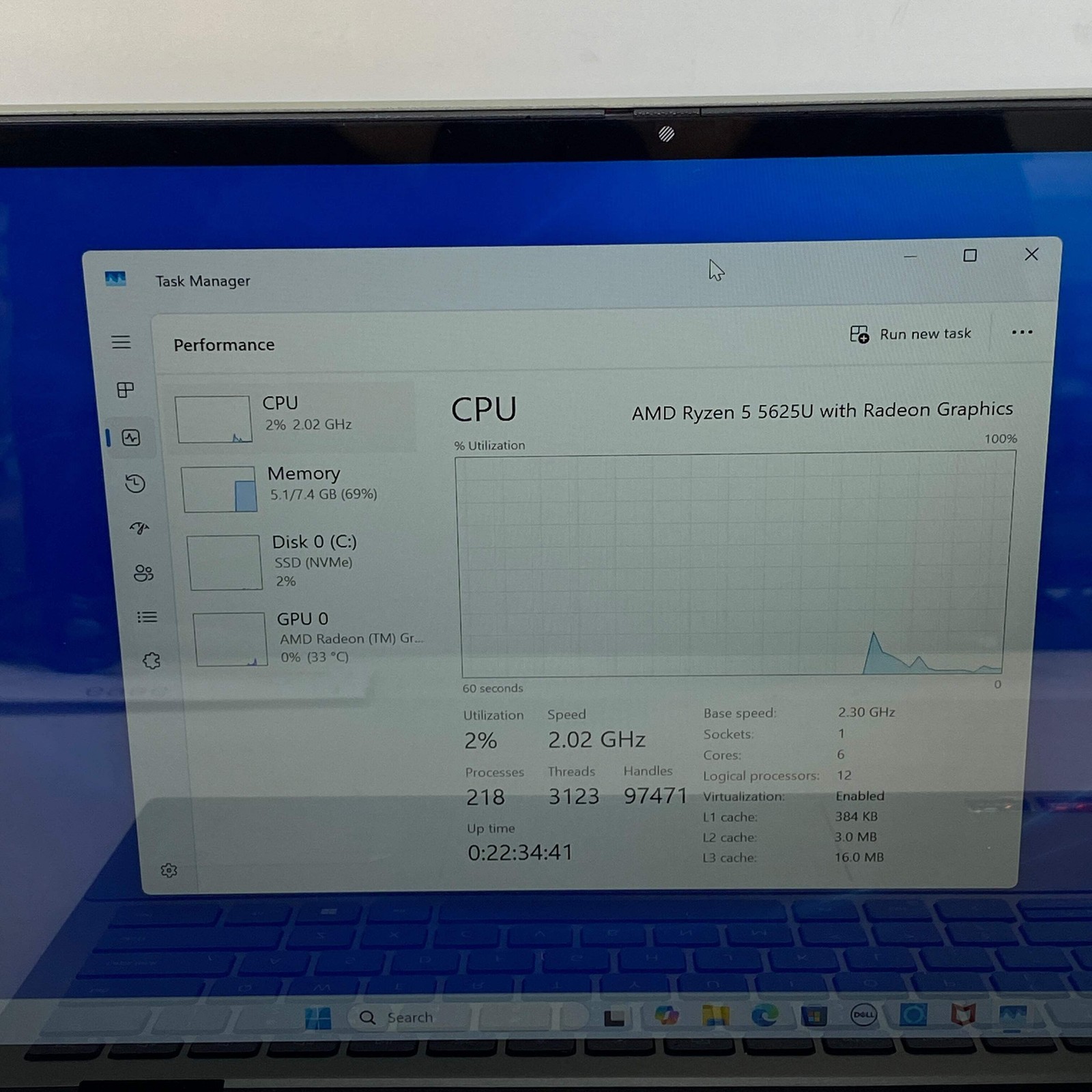 Dell Inspiron 7425 14″ Ryzen 5 5625U 2.3GHz 8GB RAM 512GB SSD