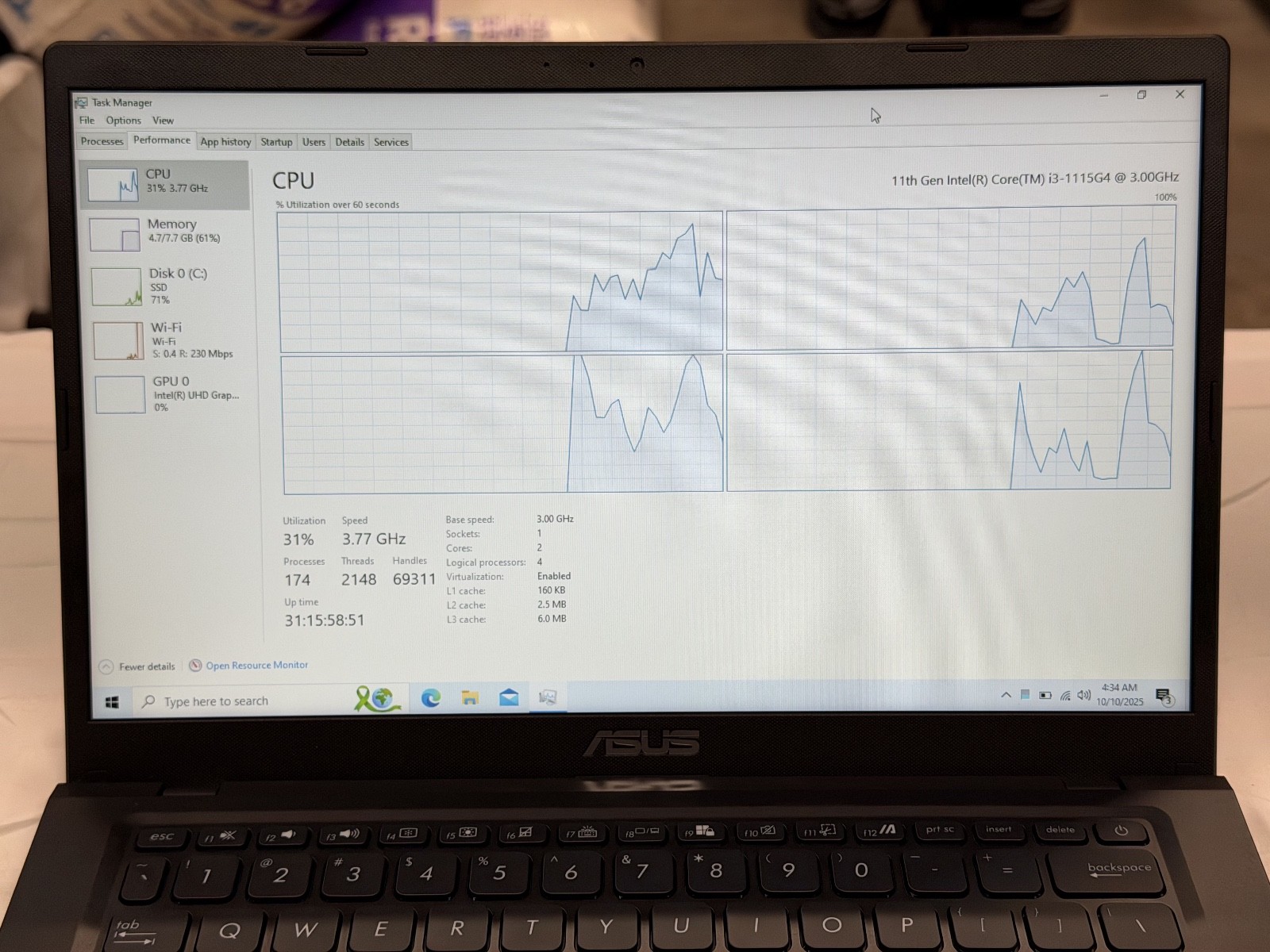 ASUS VivoBook 14″ HD i3-1115G4 3GHz Intel UHD Graphics 8GB RAM F1400EA-SB34