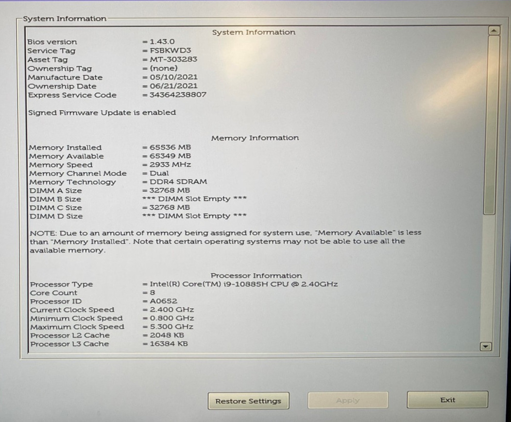 Dell Precision 7750 17″ NVIDIA RTX 4000 8GB 2.4GHz Intel Core i9-10885 64GB 1TB