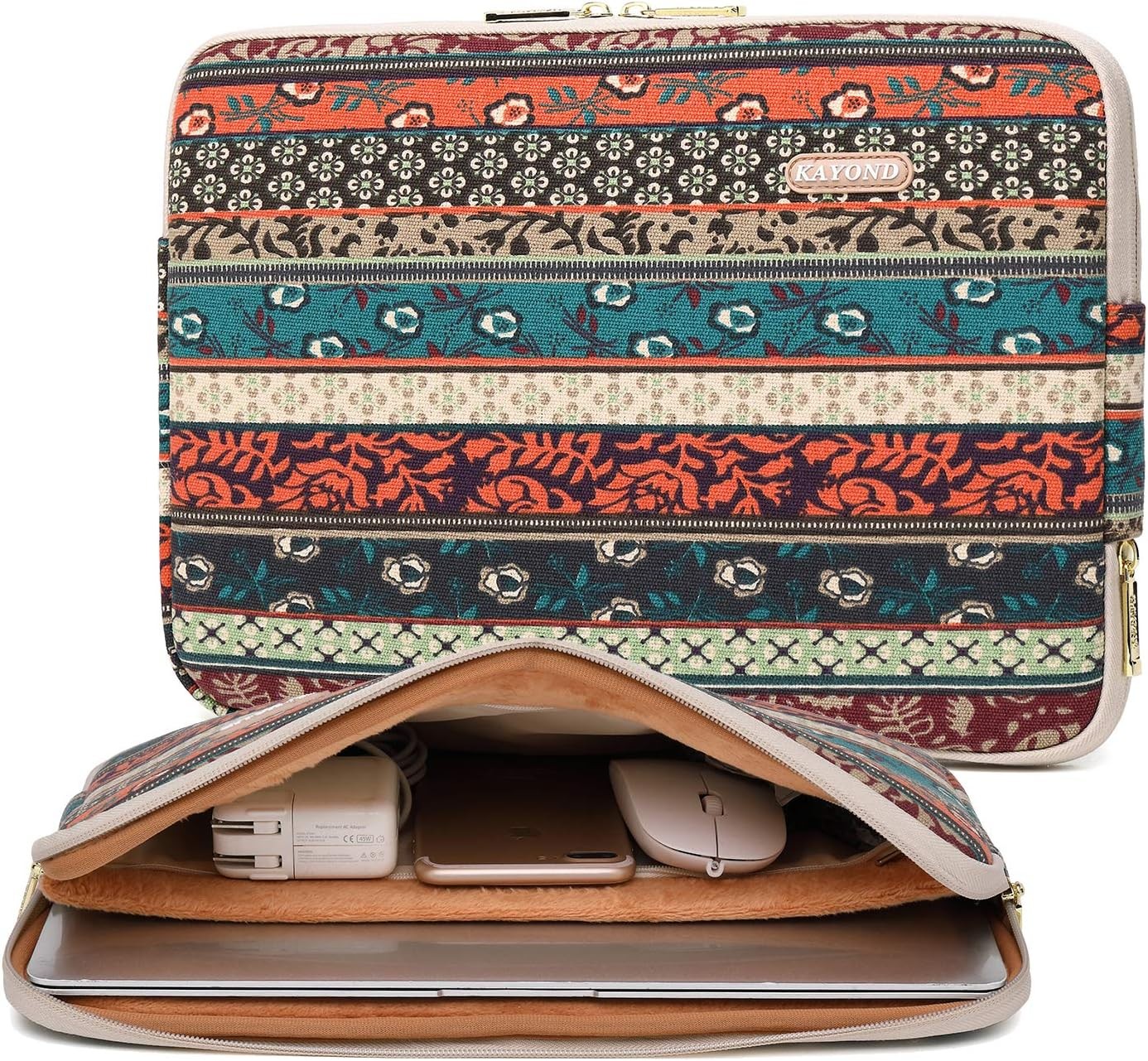 Water-Resistant Canvas 17 Inch Laptop Sleeve – Red Bohemia for Your Device