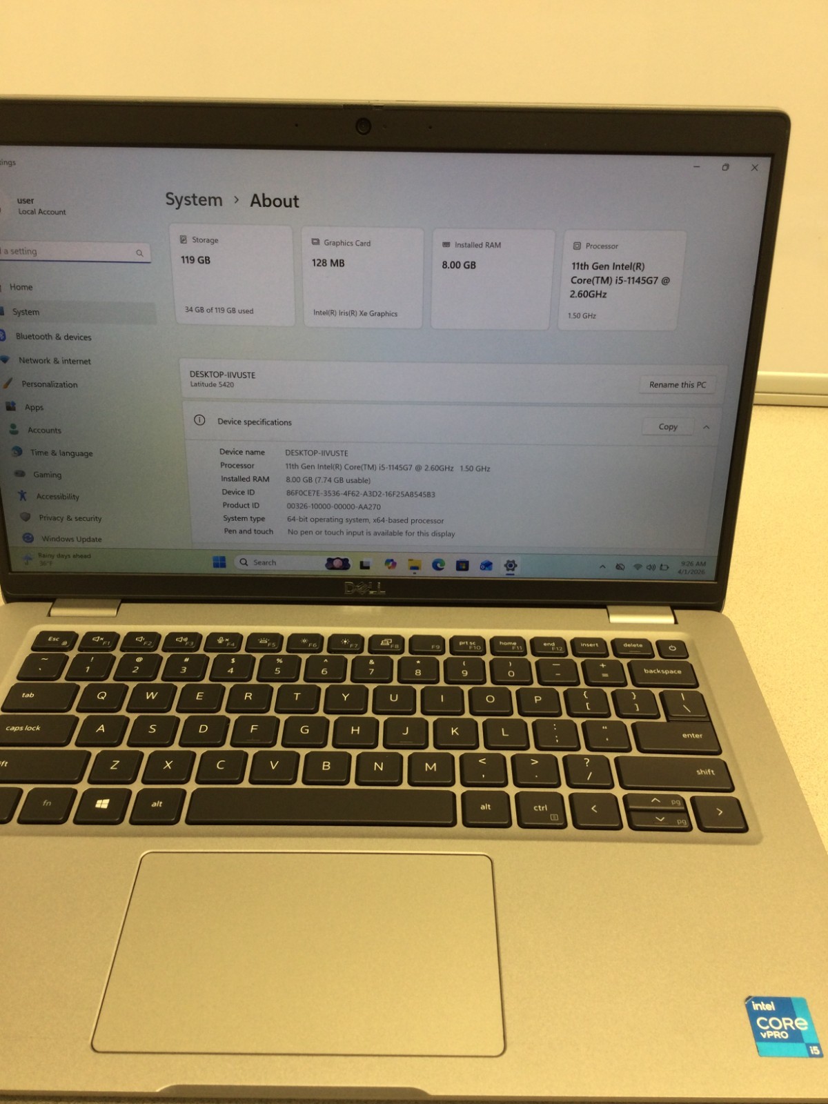 Dell Latitude 5420 14” (128 GB SSD Core i5-1145G7 2.60GHz 8GB RAM ***READ****