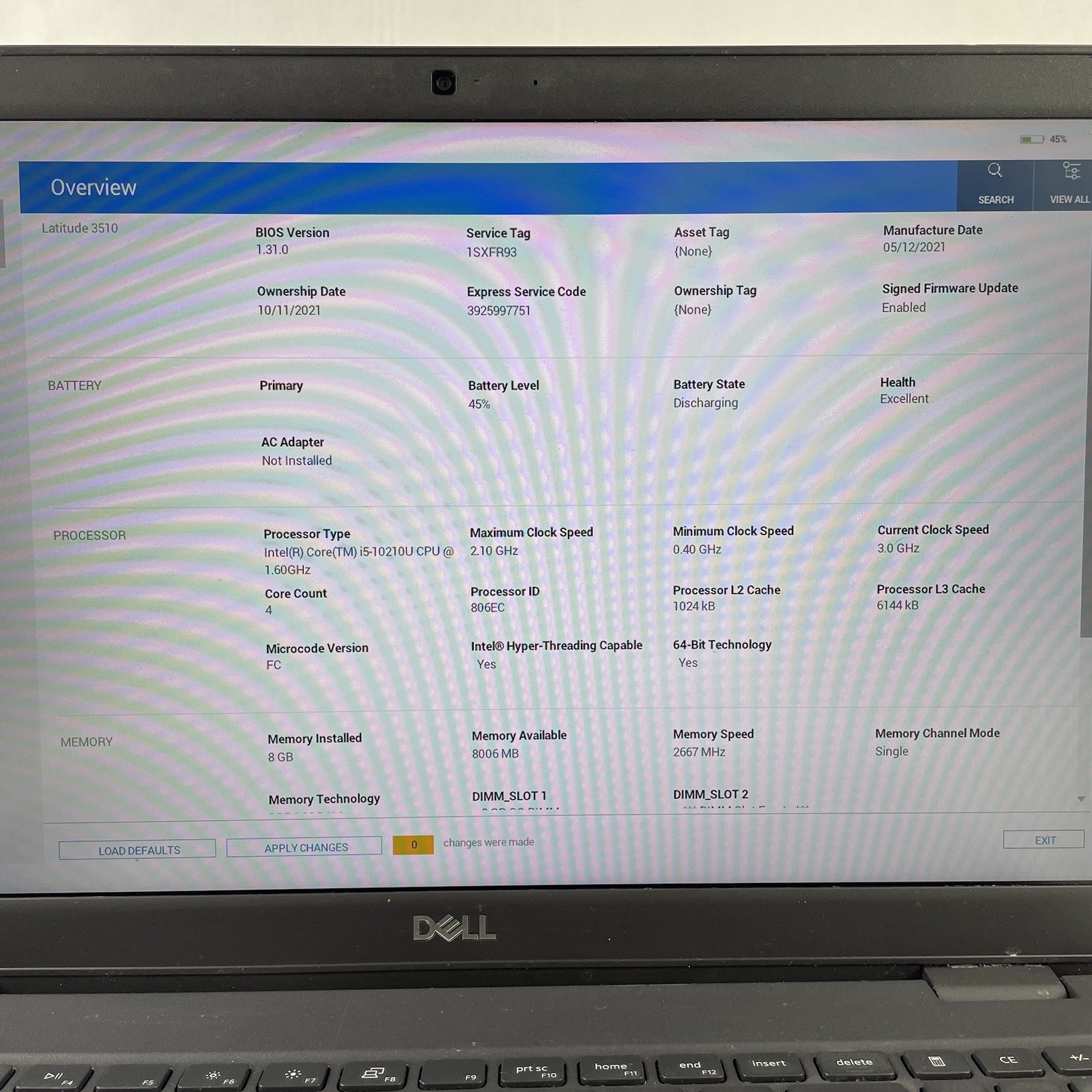 Dell Latitude 3510 15.6″ i5-10210U 1.60GHz 8GB RAM No SSD No OS – Bad Top/Corner