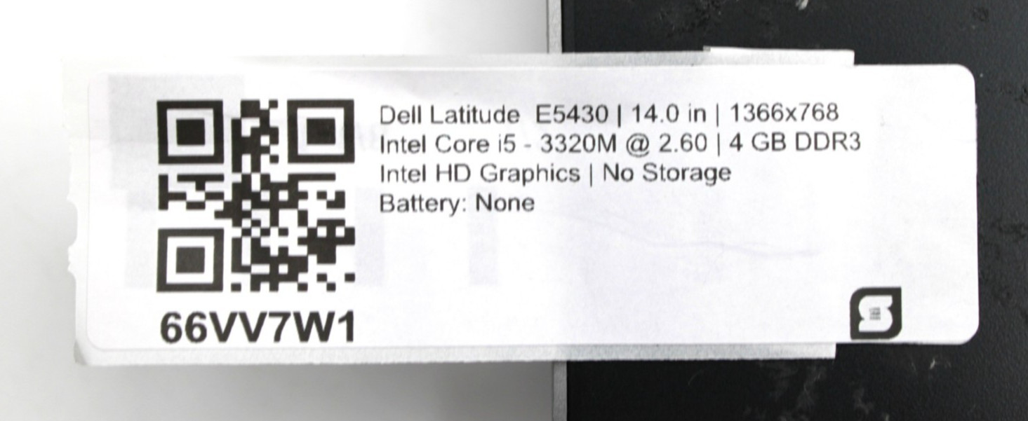 Dell Latitude E5430 i5-3320M@2.6GHz 4GB DDR3 NO STORAGE OR OS *USED/TESTED*