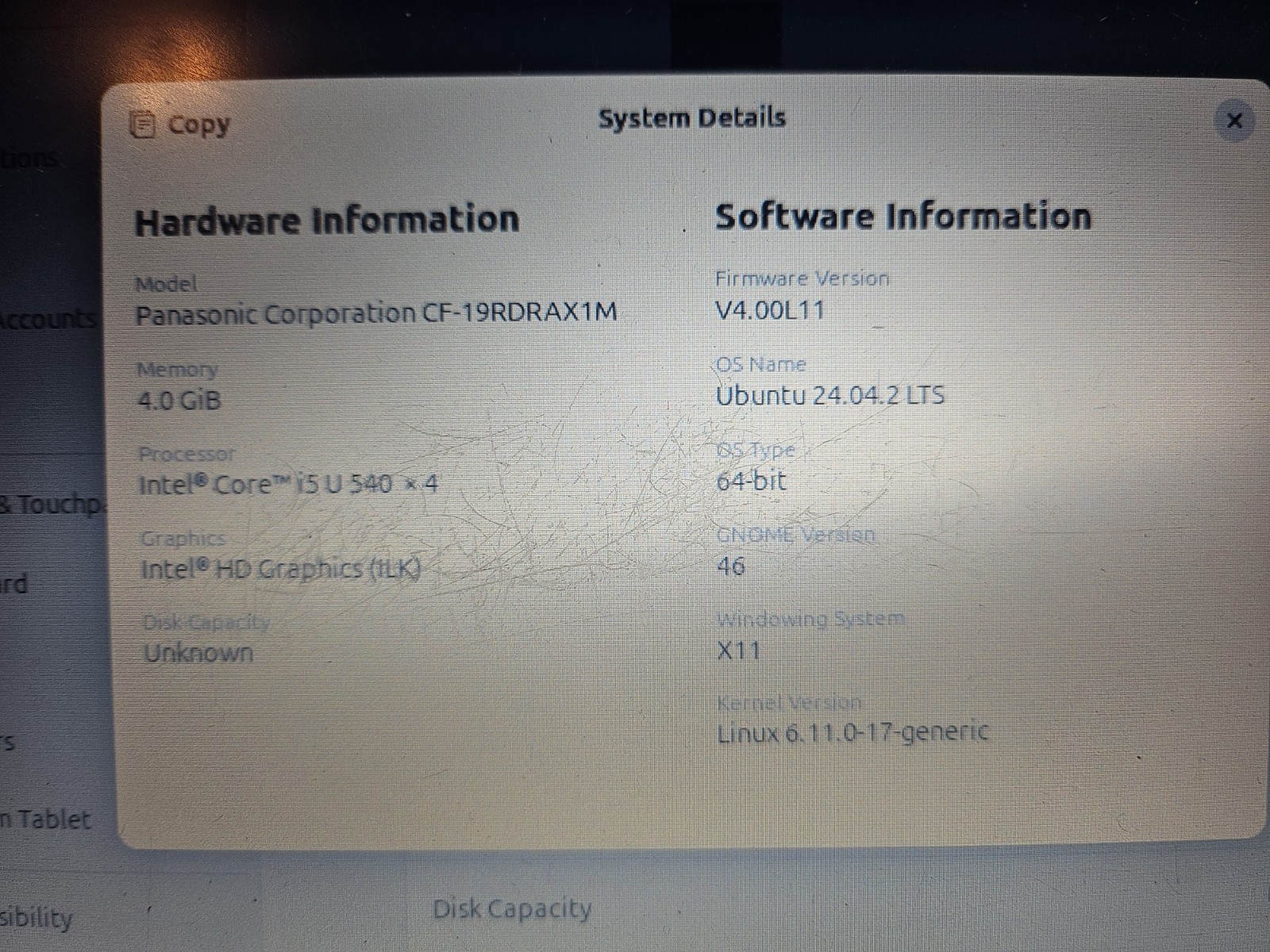 Panasonic Toughbook CF-19, Intel i5-540 4GB RAM, no HDD WITH STYLUS AND BATTERY
