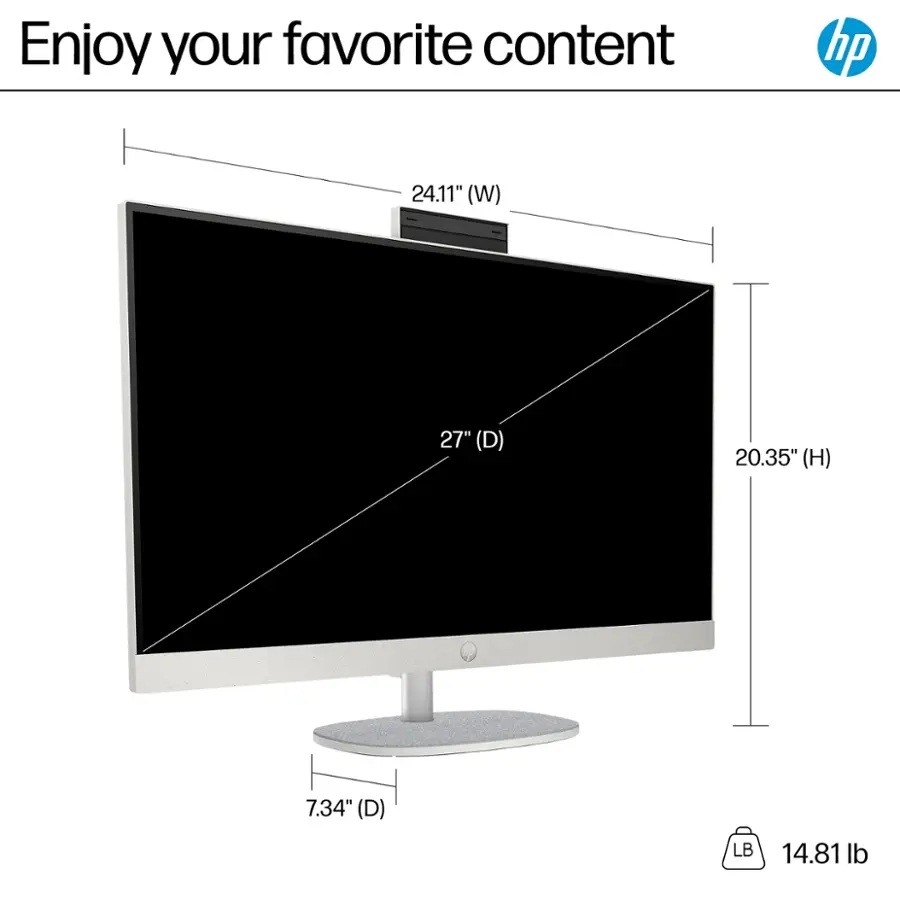 HP All-in-One Desktop 27″Touch Ultra7-155U 4.8GHz UPTO 64GB RAM 1TB SSD Win11Pro