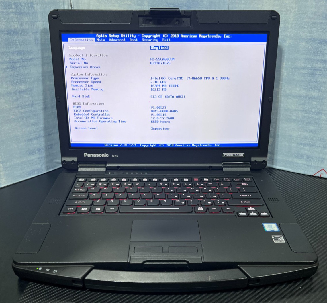 FZ-55CA60CVM, Intel core i7-8665U,512GB SSD,16GB Mem,HDMI, 4G LTE, GPS, 2 Batter