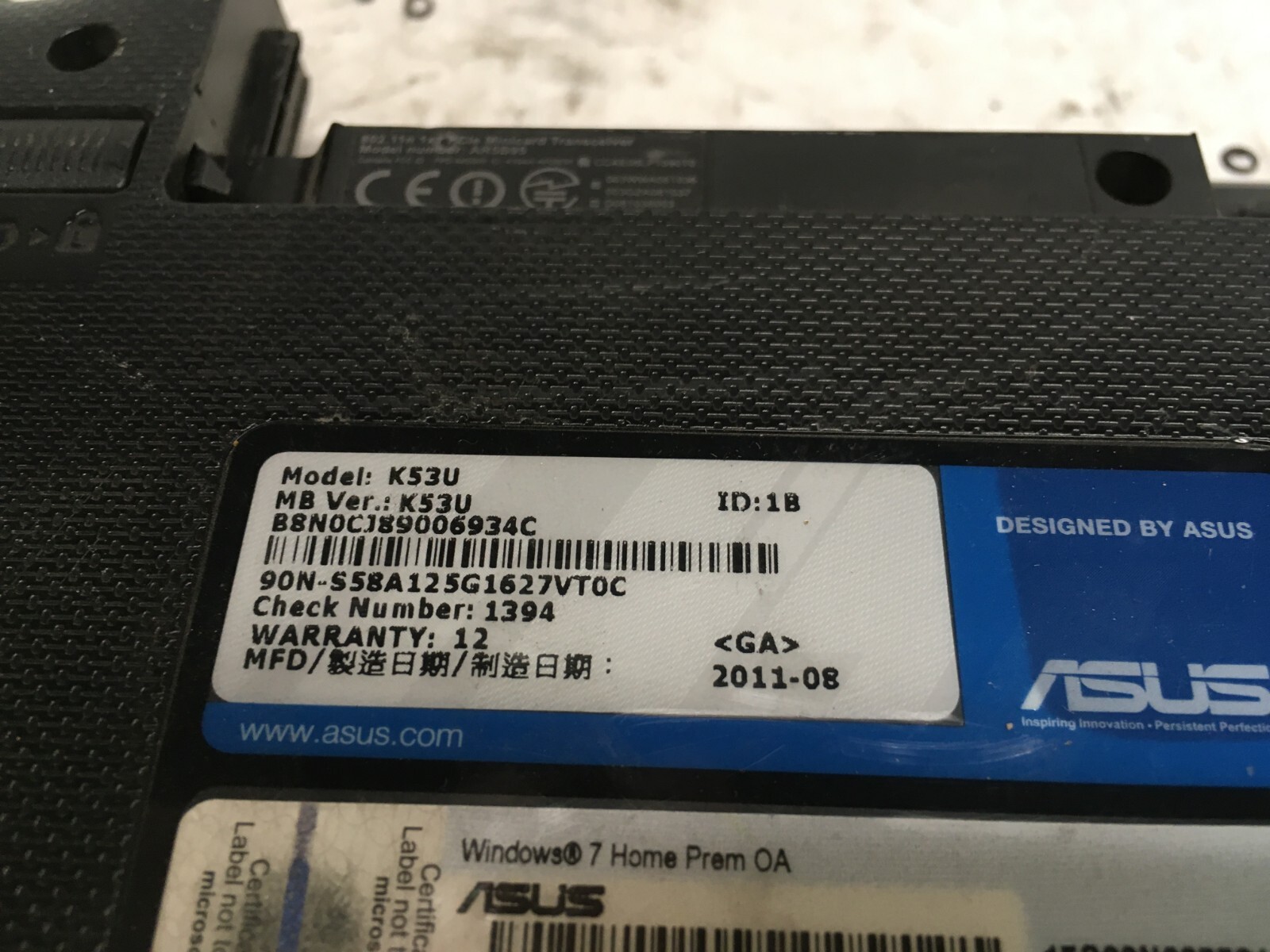 ASUS K53U 15″ (AS IS) AMD Fusion C-50 @ 2 GHz – JZ