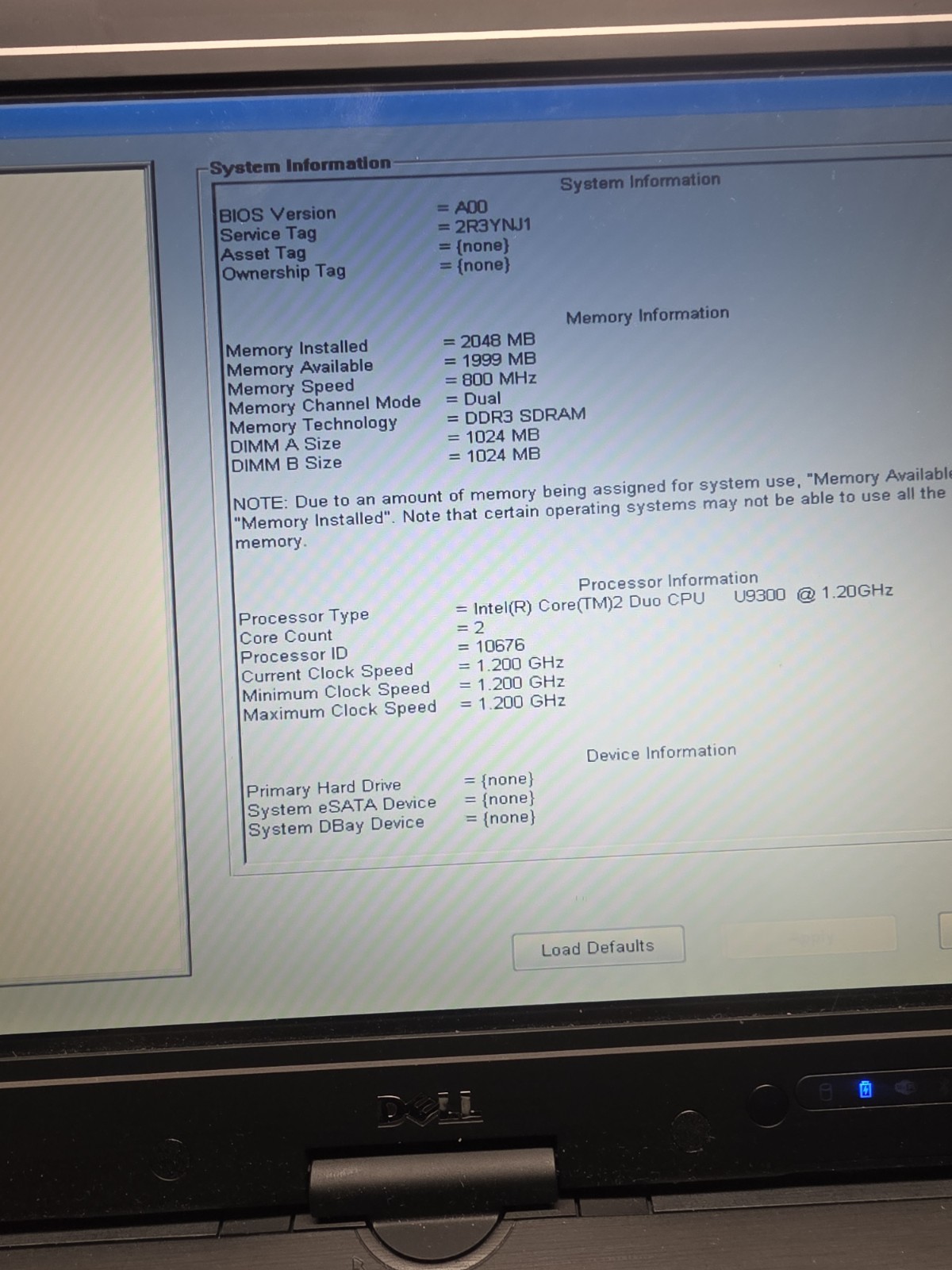 Dell Latituded XT2 Intel Core 2 No Hard Drive W/Added Battery & Power Cord