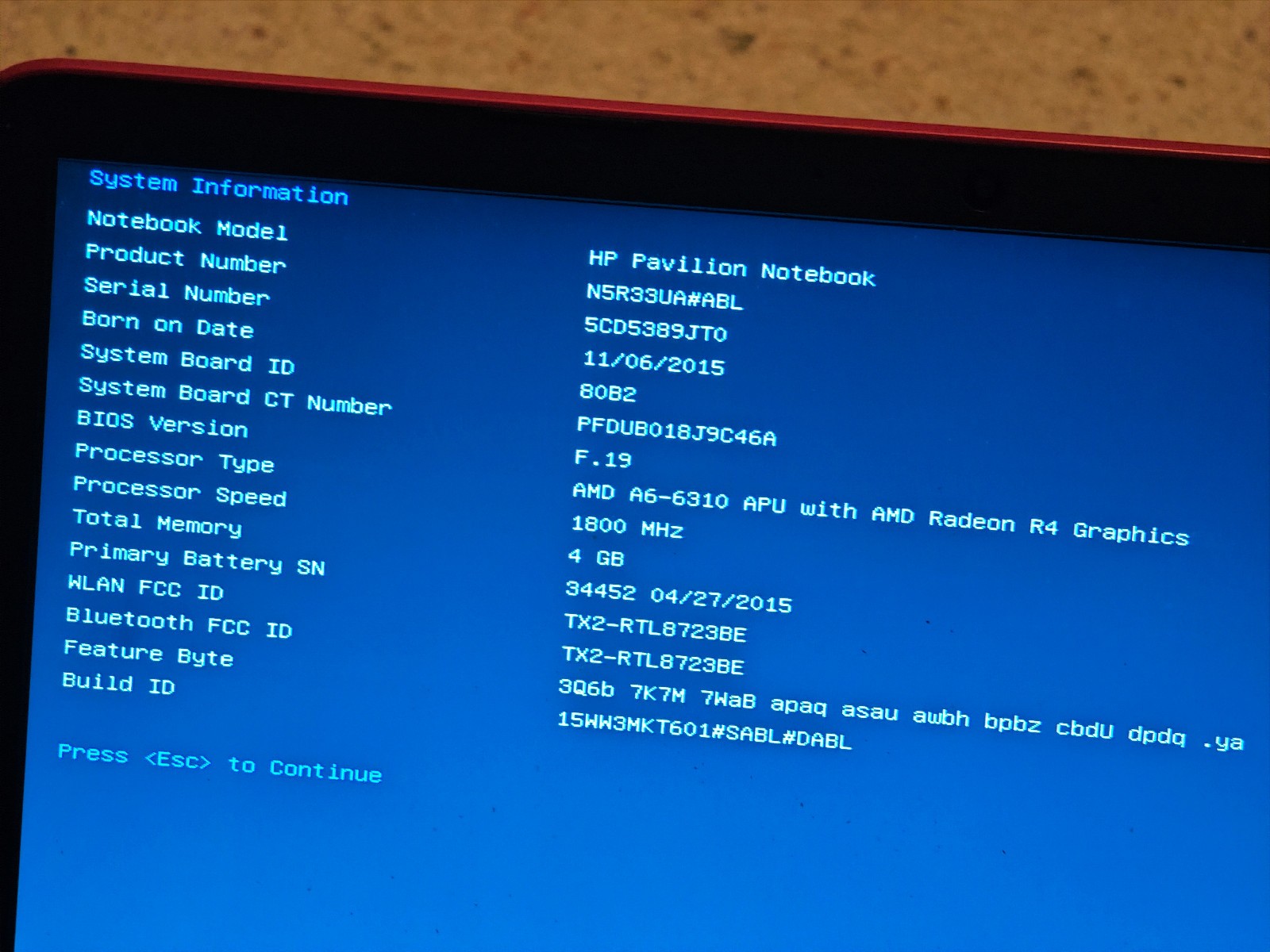 HP Pavilion Notebook Laptop – 500GB HDD, 4GB RAM, AMD A6-6310 APU