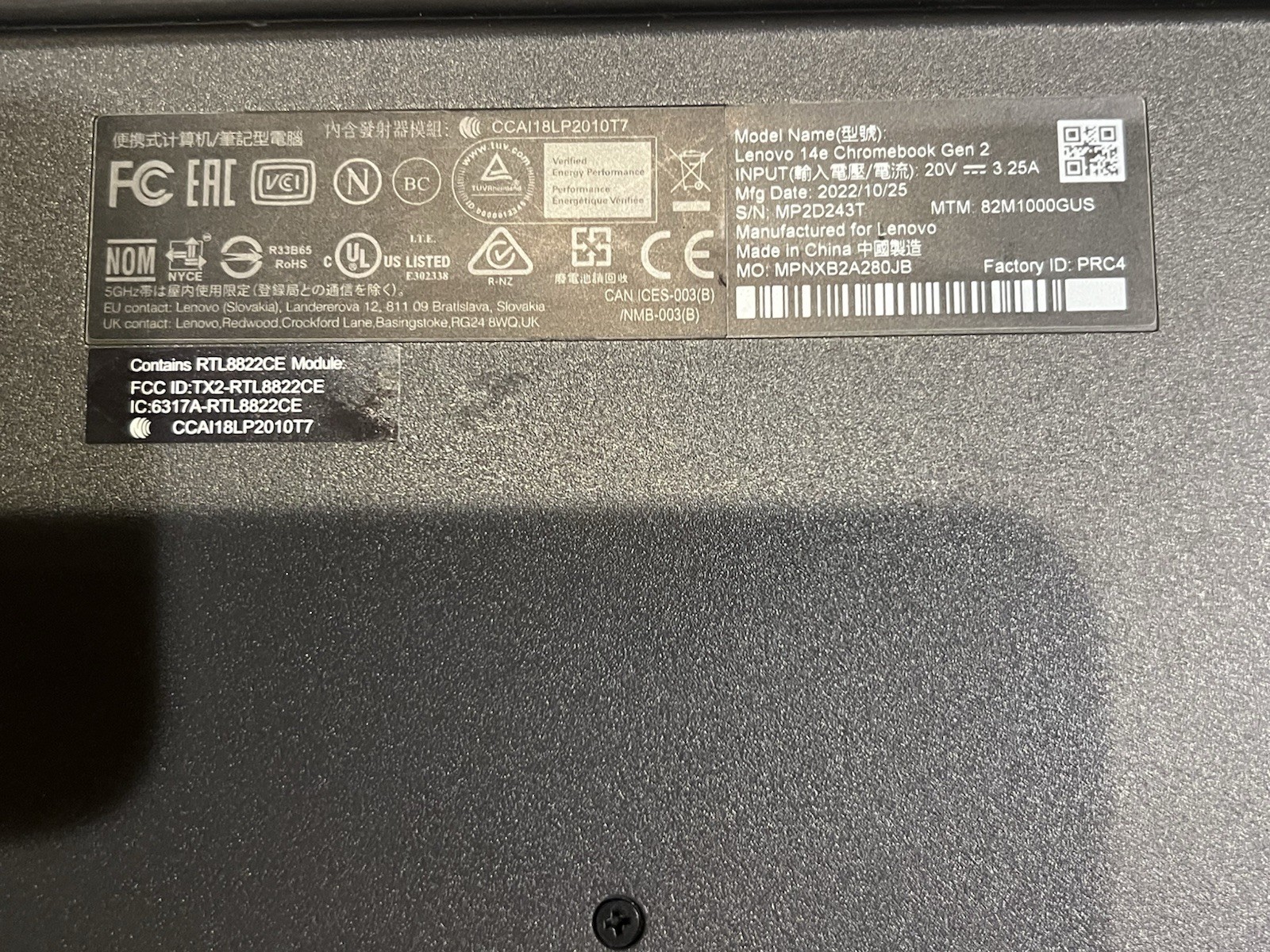 Lenovo 14e Chromebook Gen 2 14″ Touchscreen 4GB RAM, 32GB Please Read
