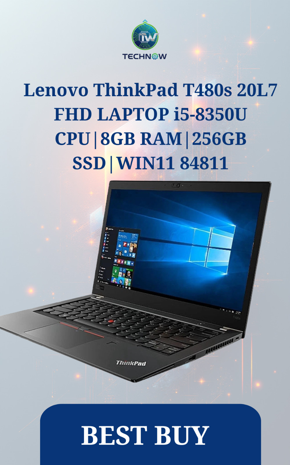 Lenovo ThinkPad T480s 20L7 FHD LAPTOP i5-8350U CPU✔8GB RAM✔256GB SSD✔WIN11 84811