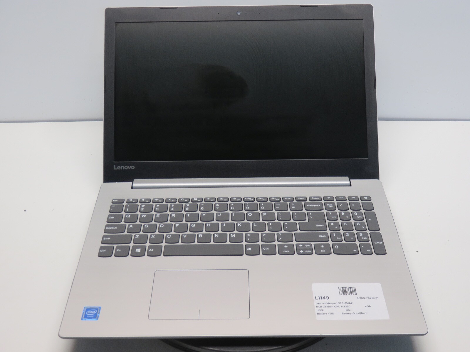 Lenovo Ideapad 320-151AP Intel Celeron CPU N3350 1.10GHz 4GB NO HDD No Batt