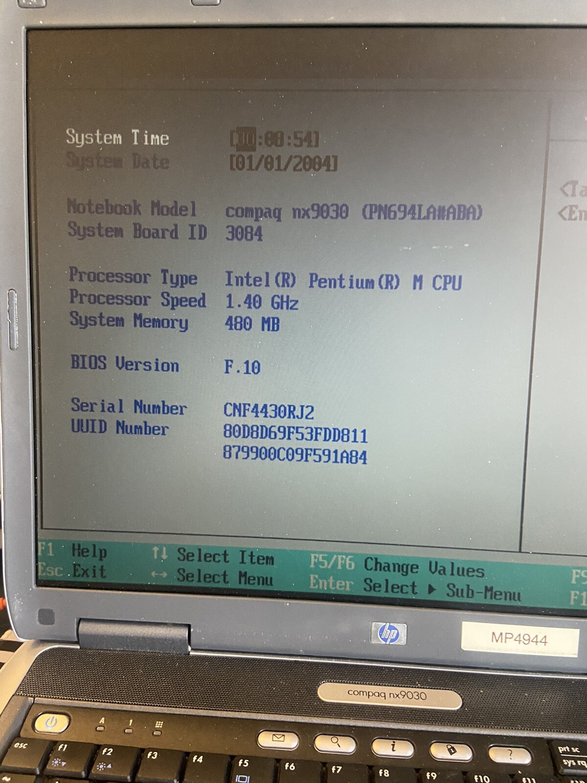 HP Compaq nx9030 Retro XP Laptop FOR PARTS NO DRIVE OR COVER, NO CHARGE