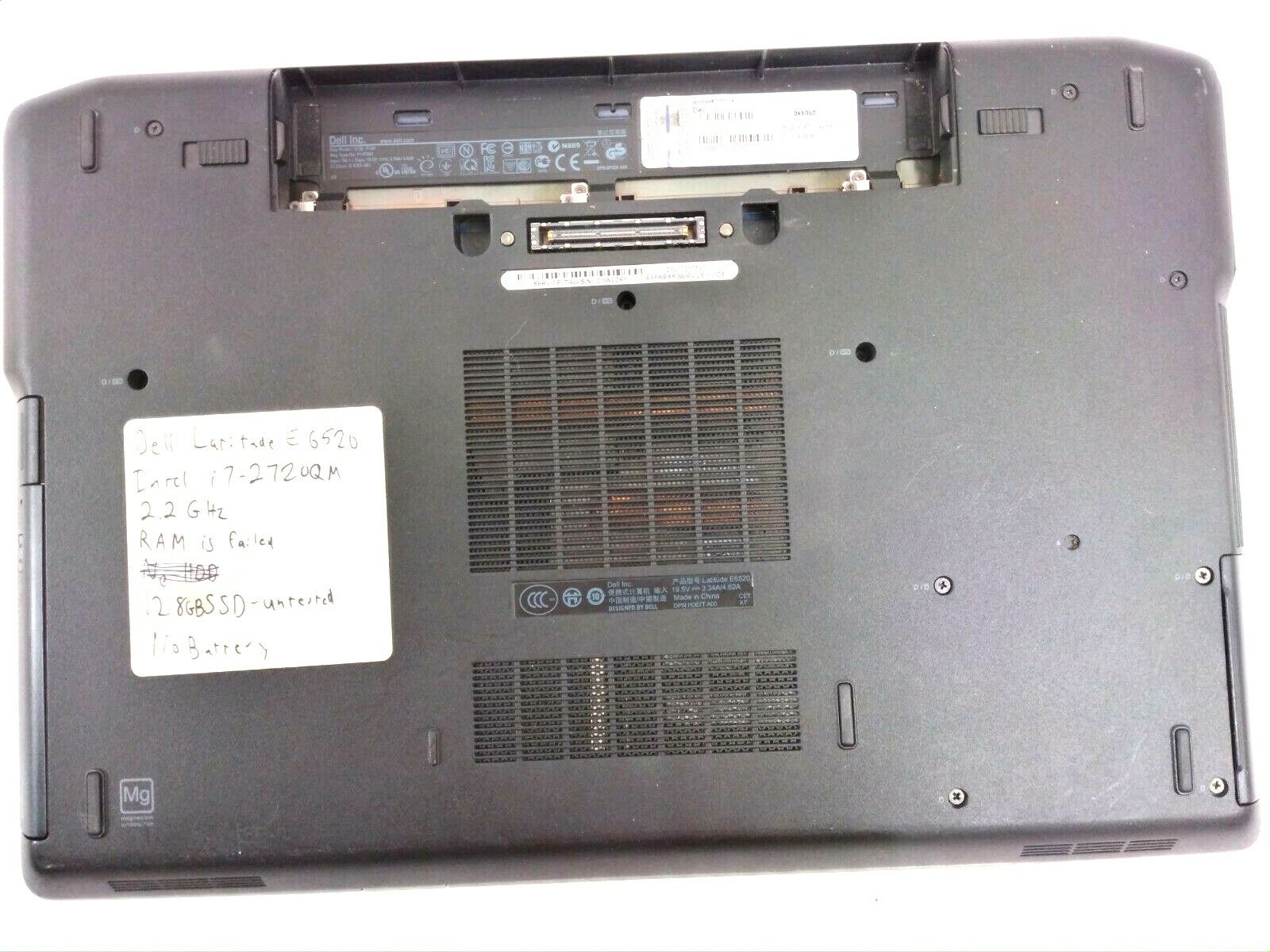 Dell Latitude E6520 15.6″ Laptop i7-2720QM 2.2GHz No RAM 128 GB SSD No Battery