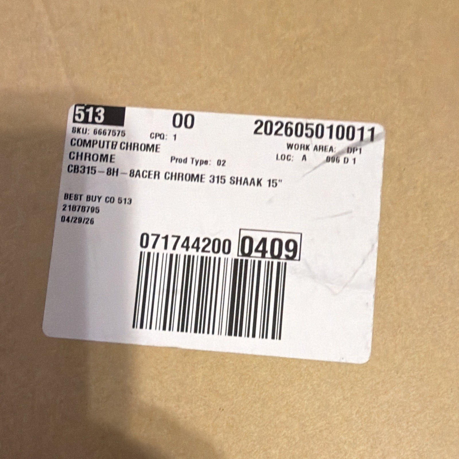 Acer Chromebook 315 15in Silver Chrome OS Intel Celeron N Laptop w/ Charger