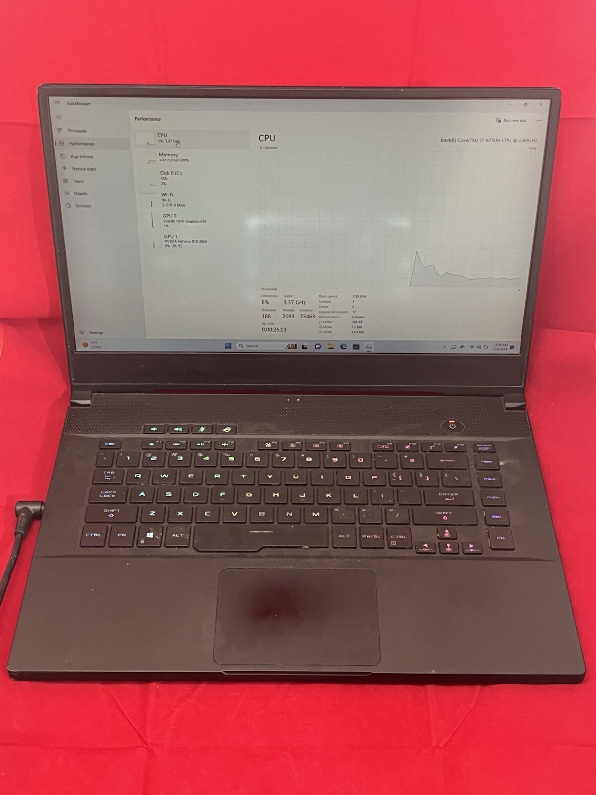 WORKING AS IS ~ READ ~ ASUS – Rog Zephyrus M15 15.6″ Gaming Laptop RTX 2060 16GB