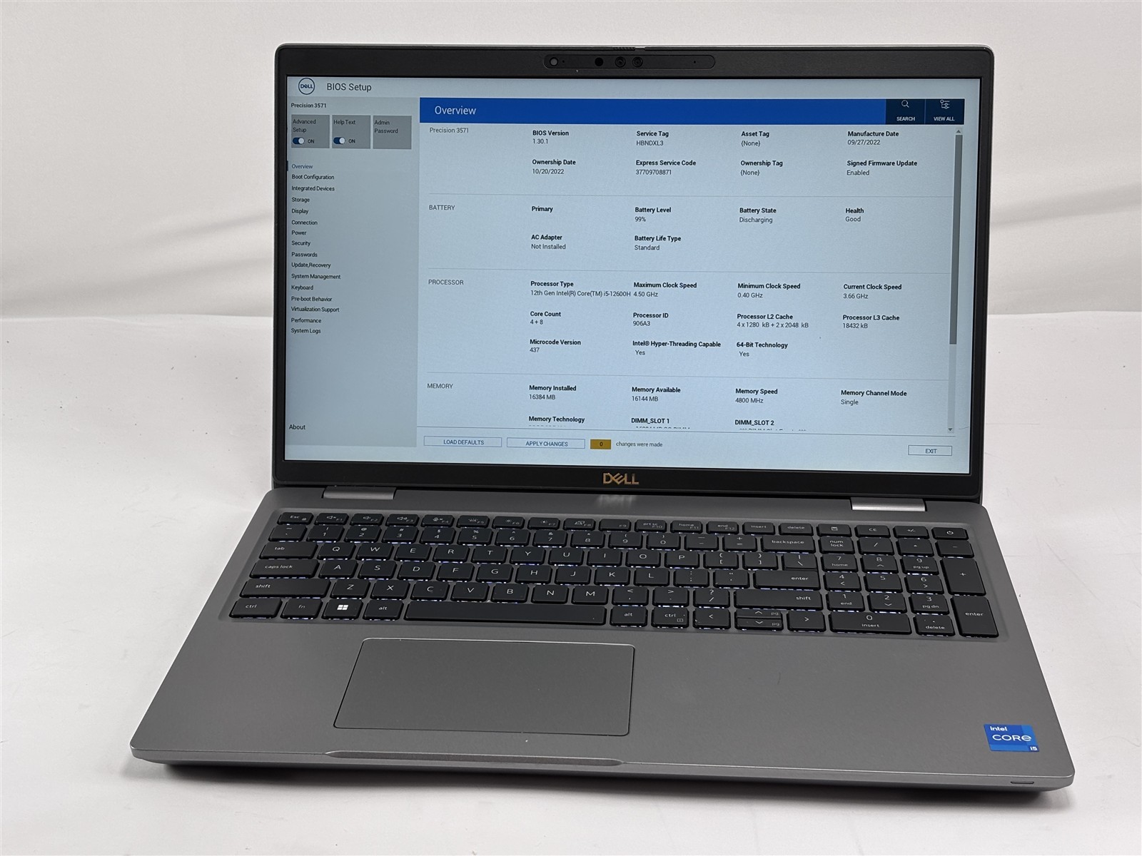 Dell Precision 3571 15.6″ Intel Core i5-12600H 16GB 256GB SSD NVIDIA T600 2.7GHz