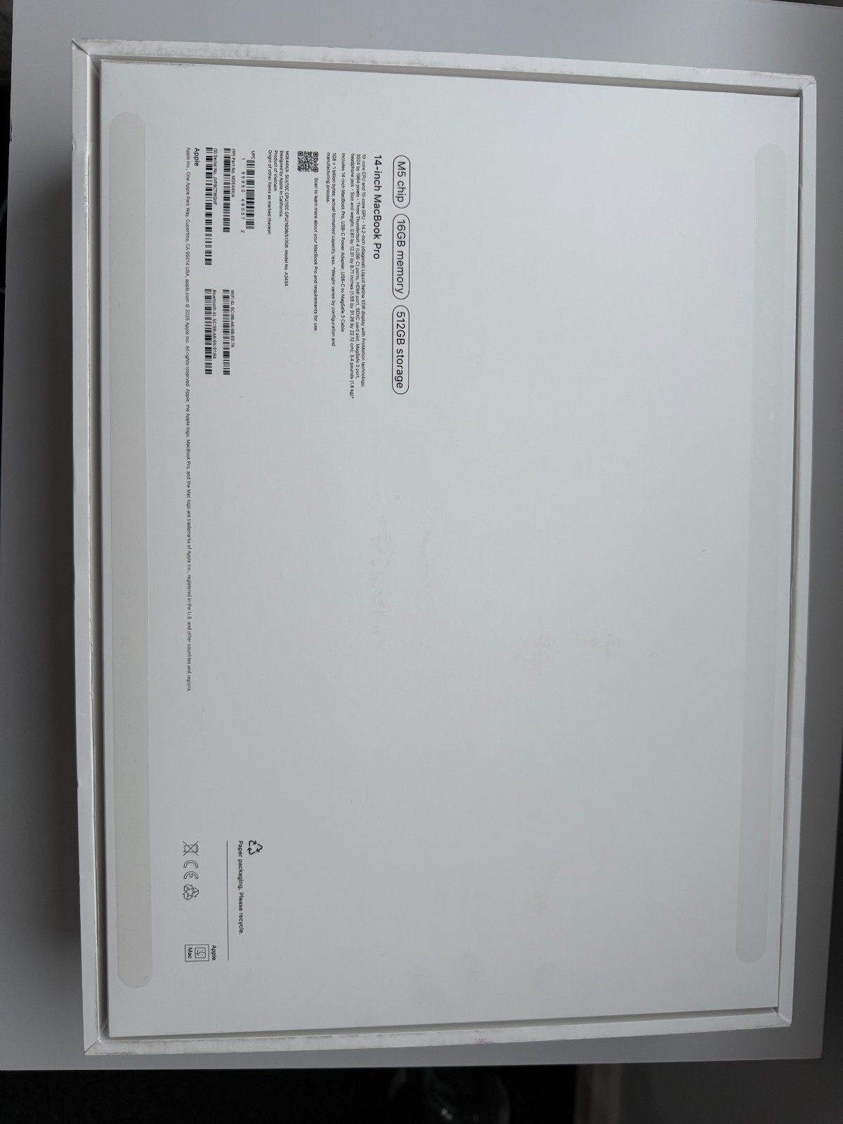 Apple MacBook Pro 14 inch M5 Pro Chip 2025 SSD 512GB Storage 16GB RAM + Warranty