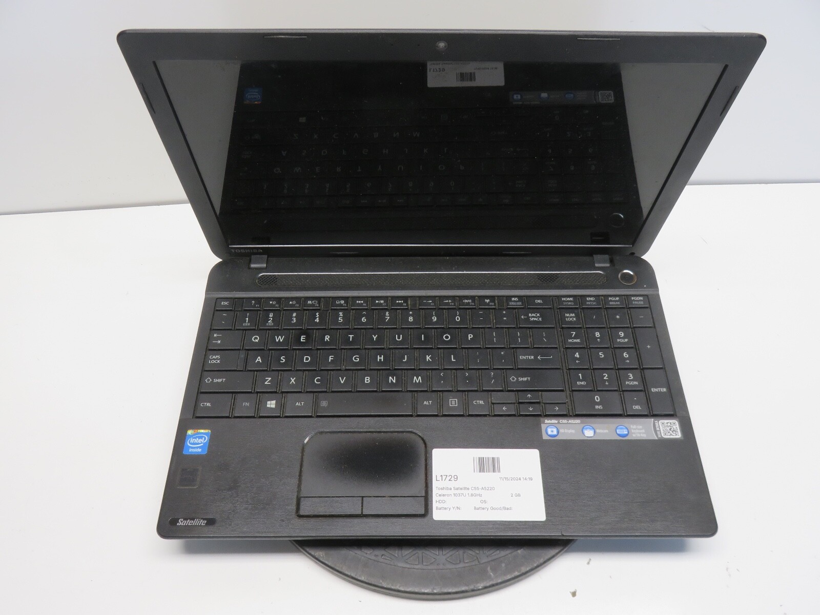 Toshiba Satellite C55-A5220 Celeron 1037U 1.8GHz 2 GB NO HDD No Batt READ