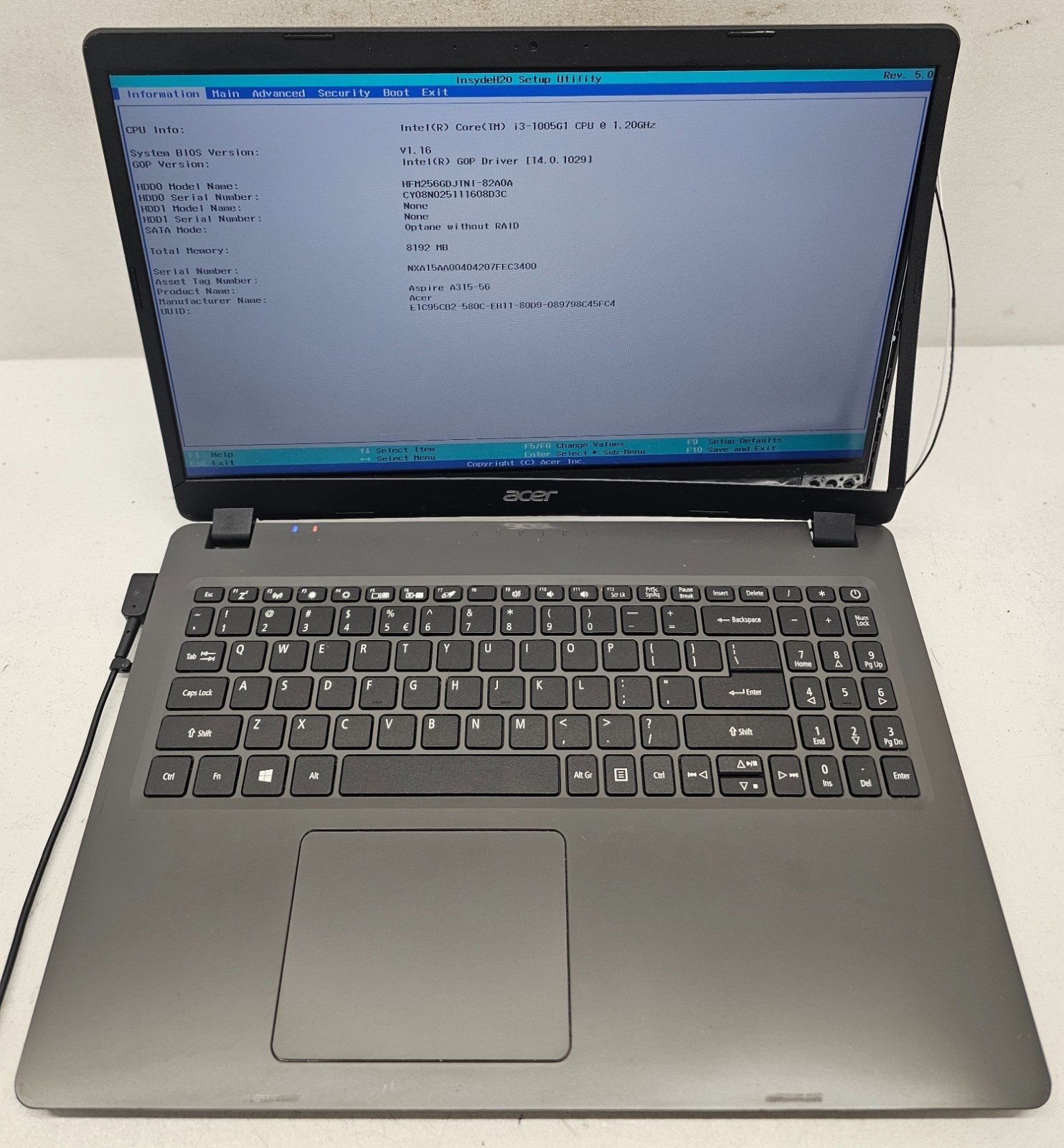 Acer Aspire 3 A315-56-36RX Laptop Intel Core i3-1005G1 8GB Ram 256GB NO OS (FL)