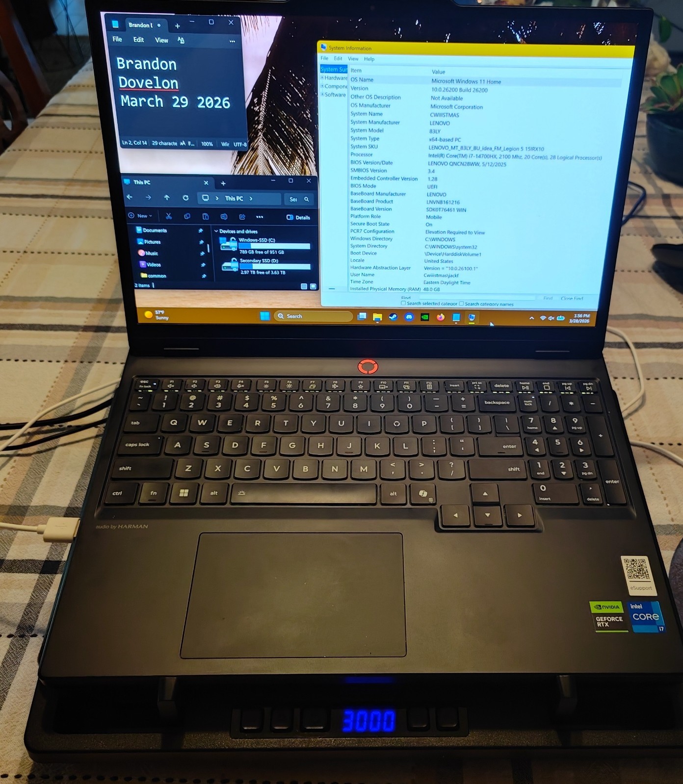 Legion 5i 15.1″ OLED WQXGA Laptop, Intel Core i7 14700HX, 48GB RAM, 5TB Storage